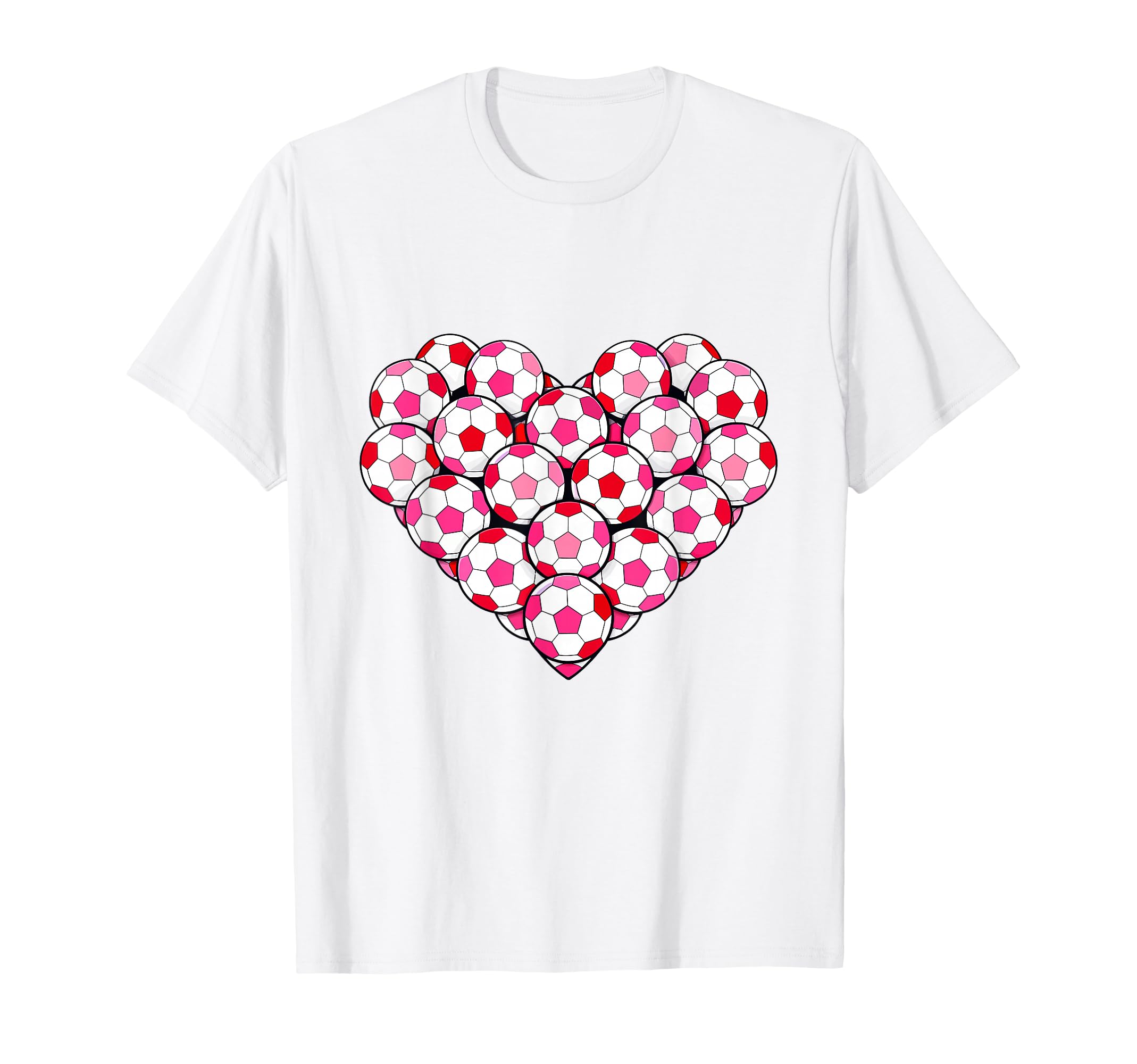 Heart Shaped Soccer Ball Pattern T-Shirt - Casual Everyday Wear Men Women - T-Shirt, Sweatshirt, Hoodie
