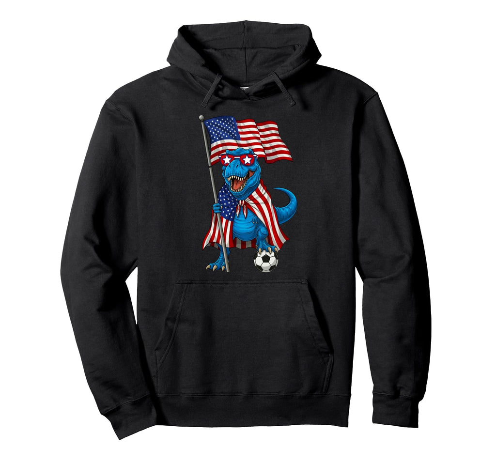 Usa Flag T Rex Soccer Patriotic Hoodie - Aesthetic Graphic for Adults - T-Shirt, Sweatshirt, Hoodie