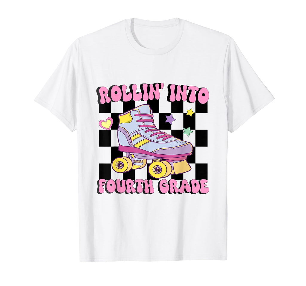 Rolling Into Fourth Grade Roller Skate T-Shirt - Novelty Apparel Men Women - T-Shirt, Sweatshirt, Hoodie