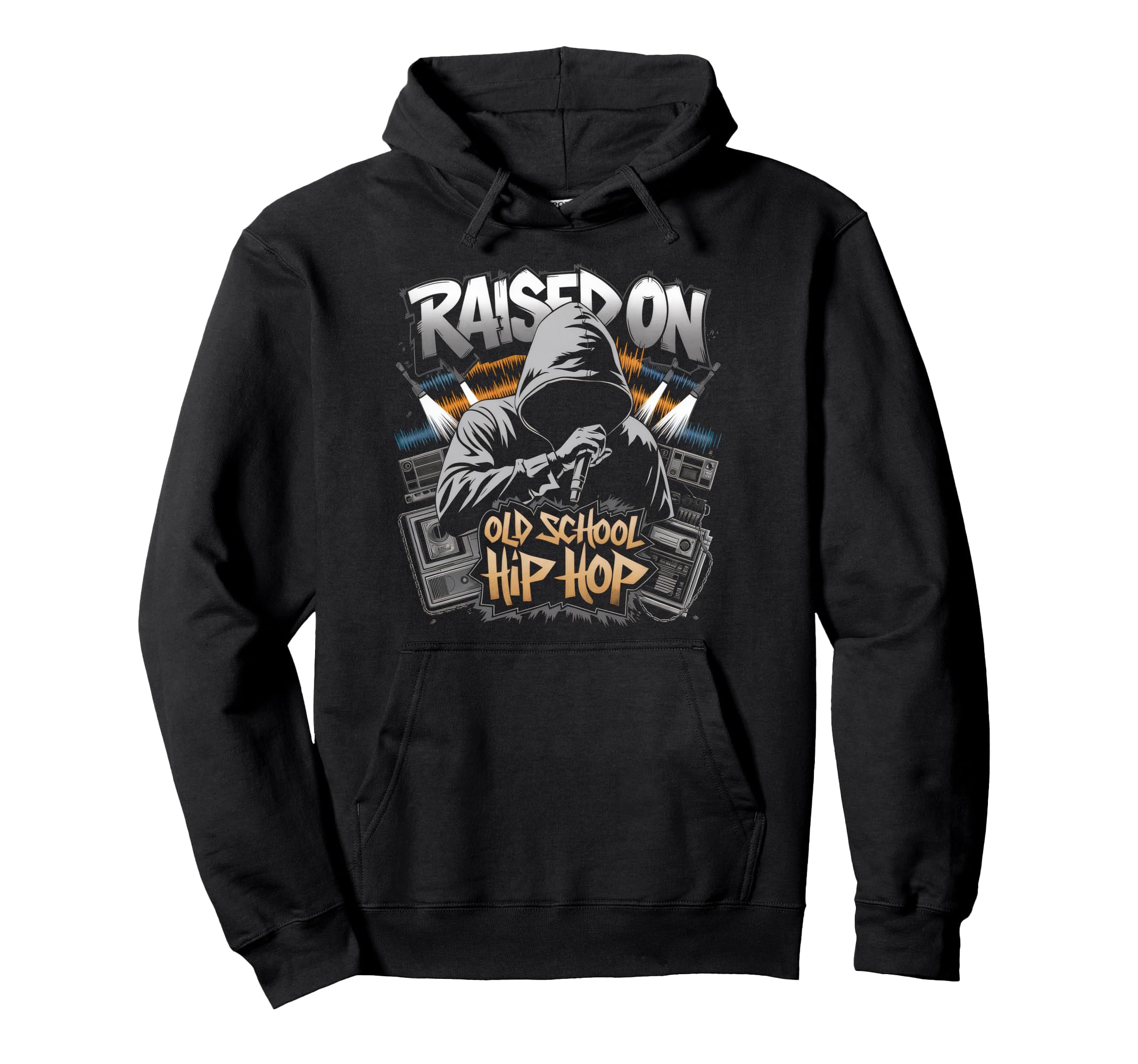 Raised Old School Hip Hop Cassette Graffiti Hoodie - Graphic Print Unisex - T-Shirt, Sweatshirt, Hoodie
