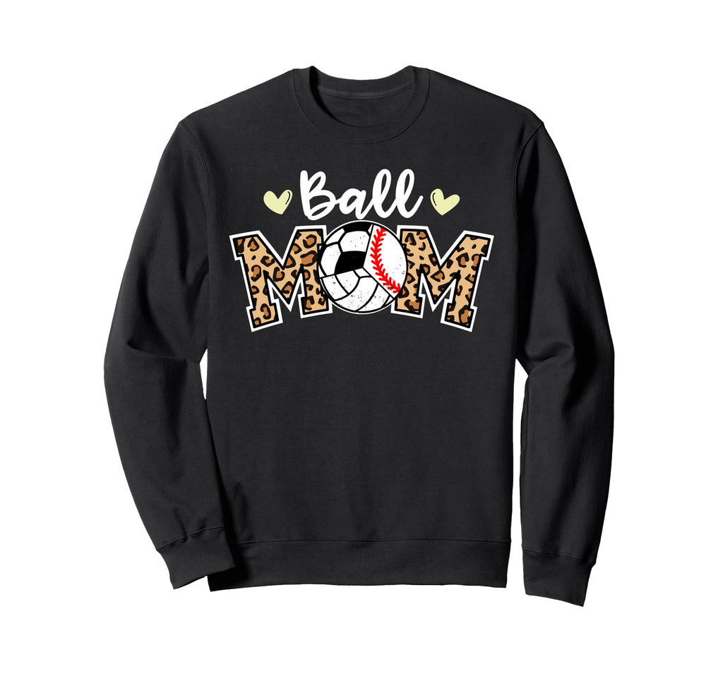 Ball Mom Leopard Baseball Sweatshirt - Minimalist Print Men Women - T-Shirt, Sweatshirt, Hoodie