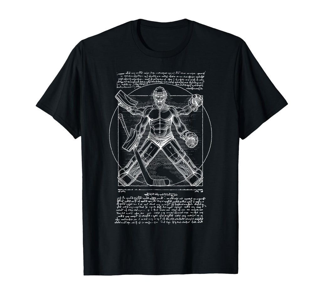 Ice Hockey Goalie Goalkeeper Vitruvian T-Shirt - Trendy Graphic Unisex - T-Shirt, Sweatshirt, Hoodie