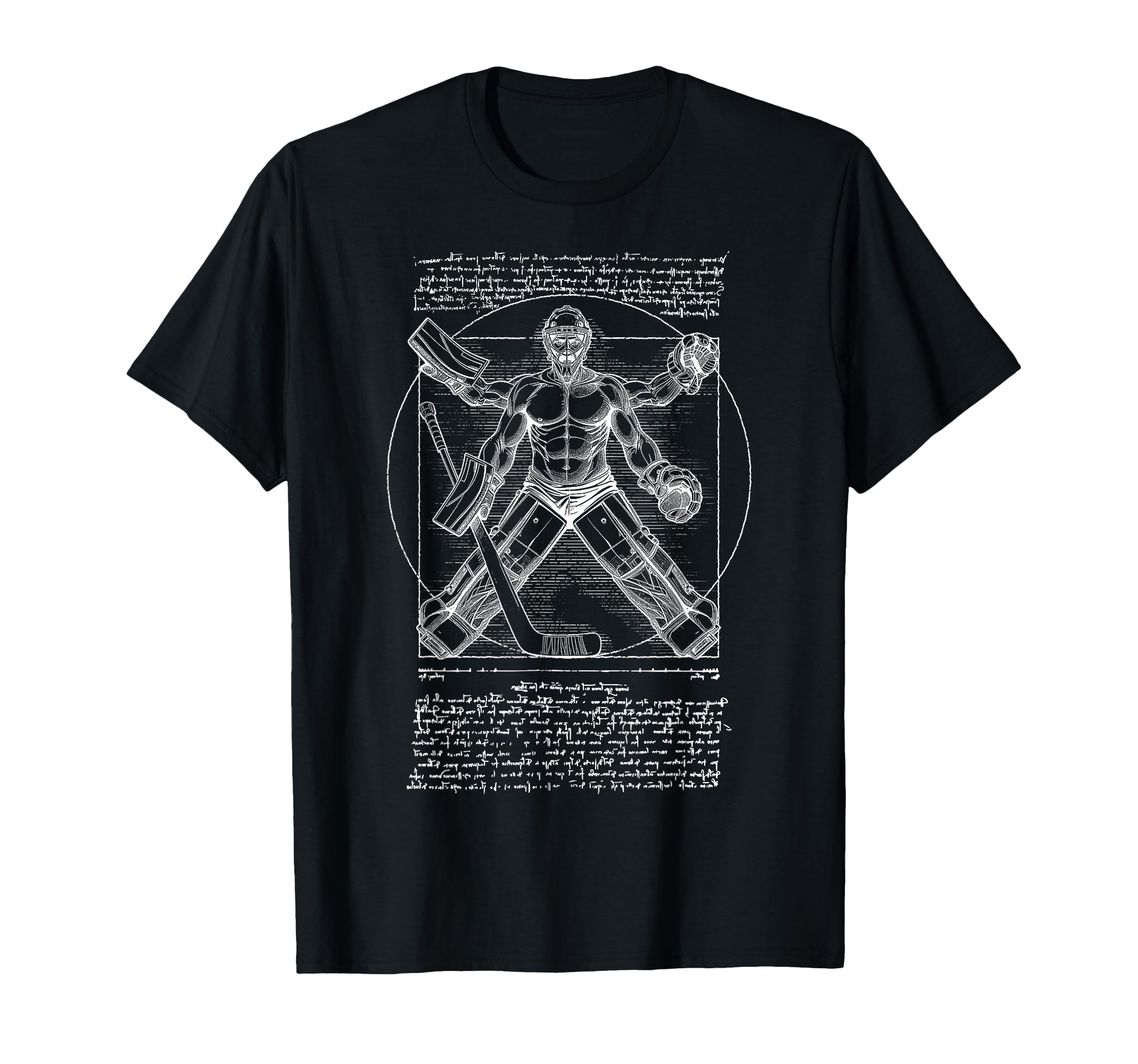 Ice Hockey Goalie Goalkeeper Vitruvian T-Shirt - Trendy Graphic Unisex - T-Shirt, Sweatshirt, Hoodie