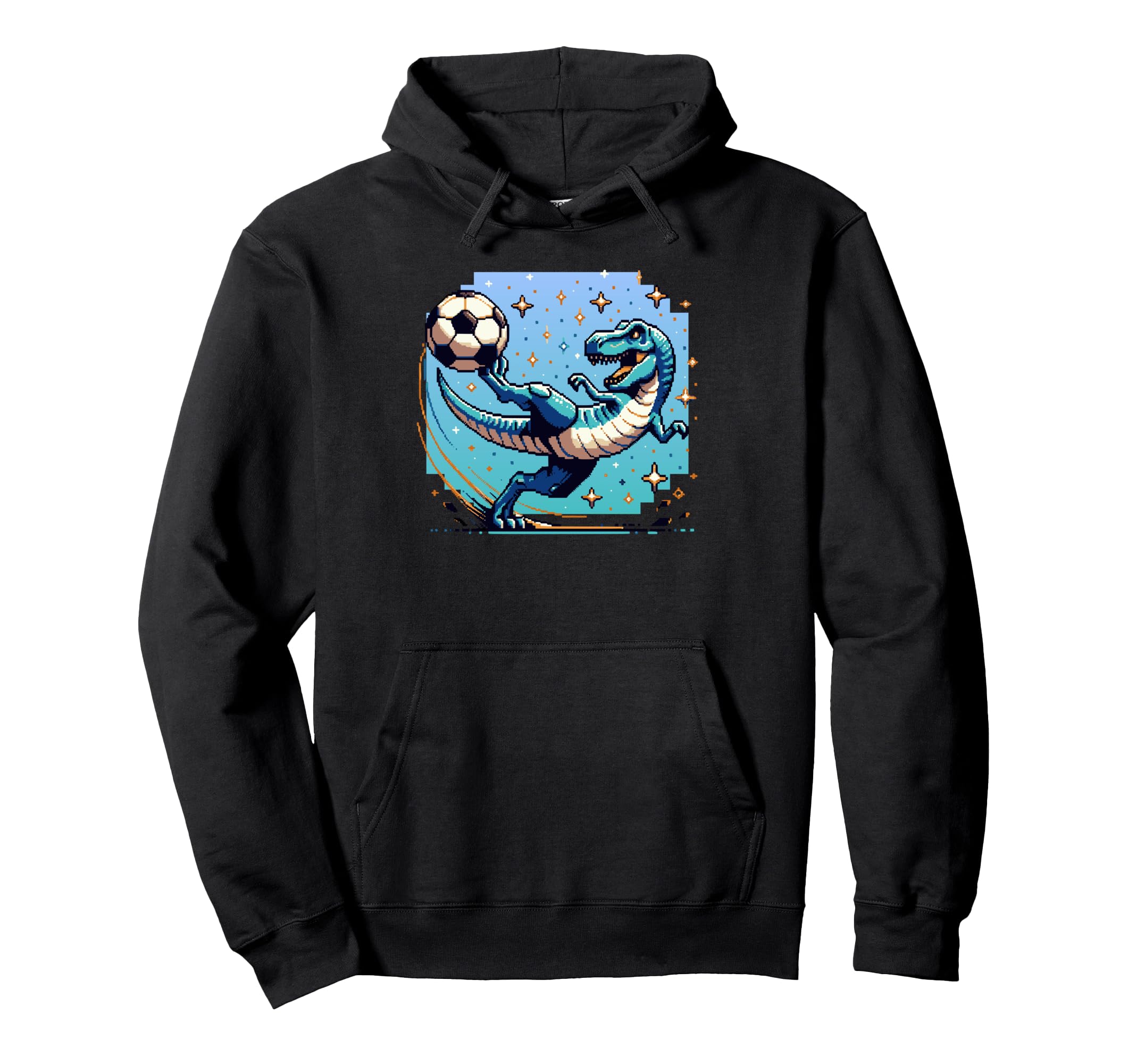 T Rex Dinosaur Playing Soccer Hoodie - Casual Everyday Wear for Adults - T-Shirt, Sweatshirt, Hoodie