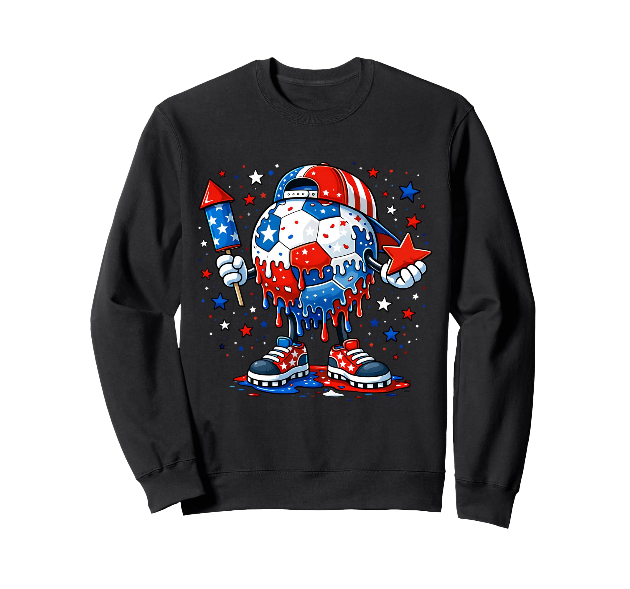 Soccer Ball Fireworks Usa Flag 250 Years Sweatshirt - Graphic Print Unisex - T-Shirt, Sweatshirt, Hoodie