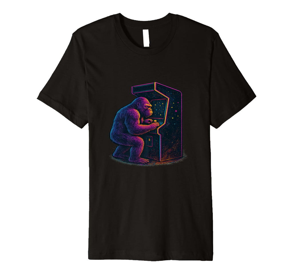 Gaming Gorilla Playing Arcade Game T-Shirt - Custom Art Print Unisex - T-Shirt, Sweatshirt, Hoodie