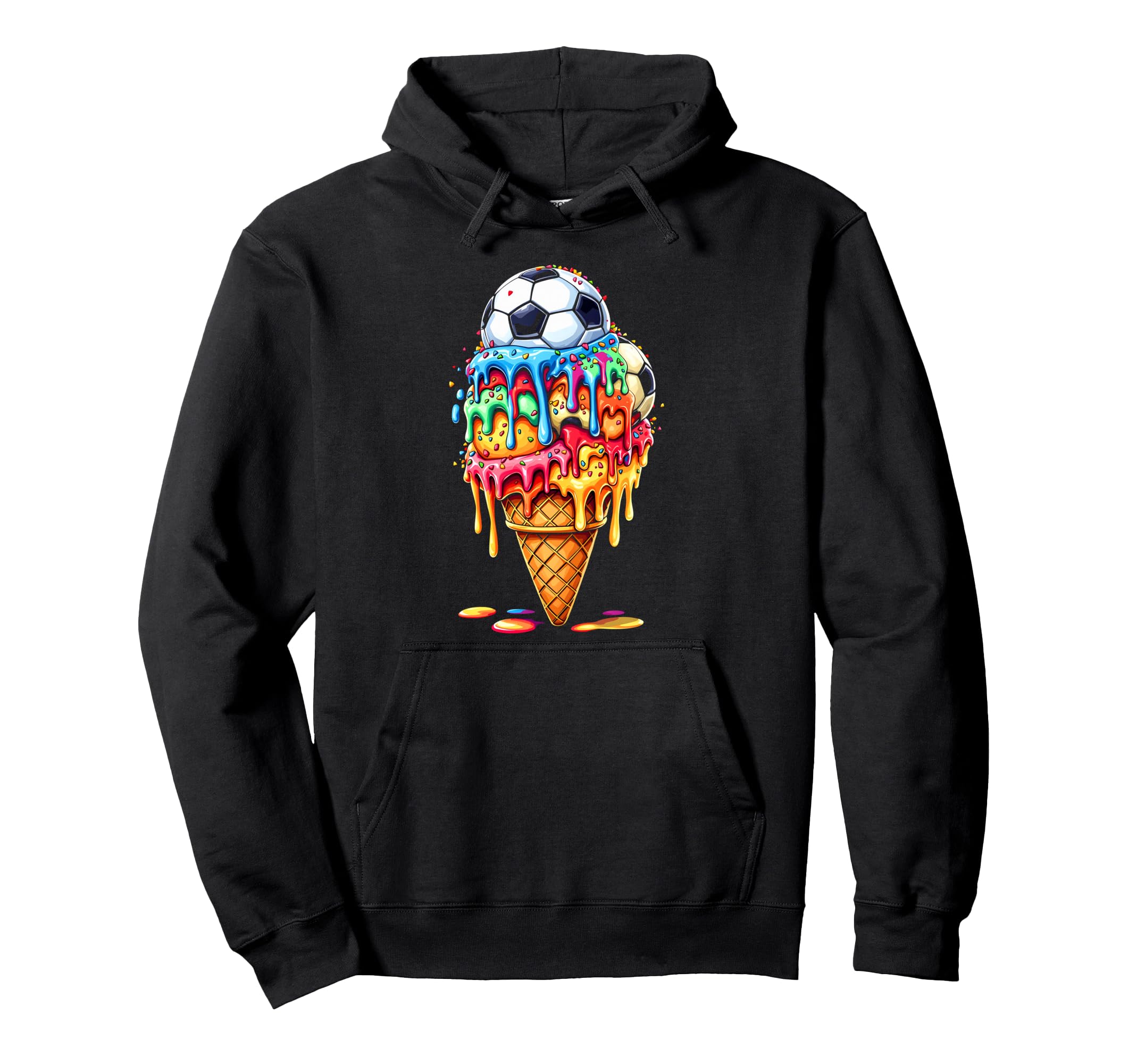 Soccer Drip Ice Cream Drip Sprinkles Hoodie - Novelty Apparel Men Women - T-Shirt, Sweatshirt, Hoodie