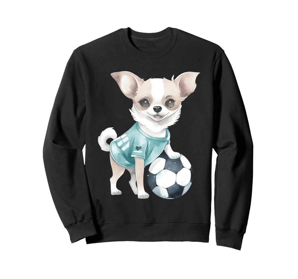 Watercolor Chihuahua Soccer Dog Play Sweatshirt - Unique Graphic for Adults - T-Shirt, Sweatshirt, Hoodie