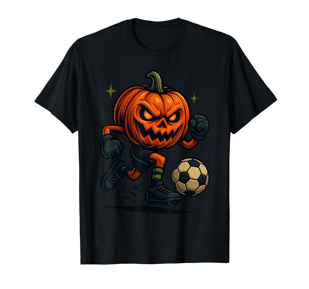 Halloween Scary Pumpkin Showing Soccer T-Shirt - Graphic Print Unisex - T-Shirt, Sweatshirt, Hoodie