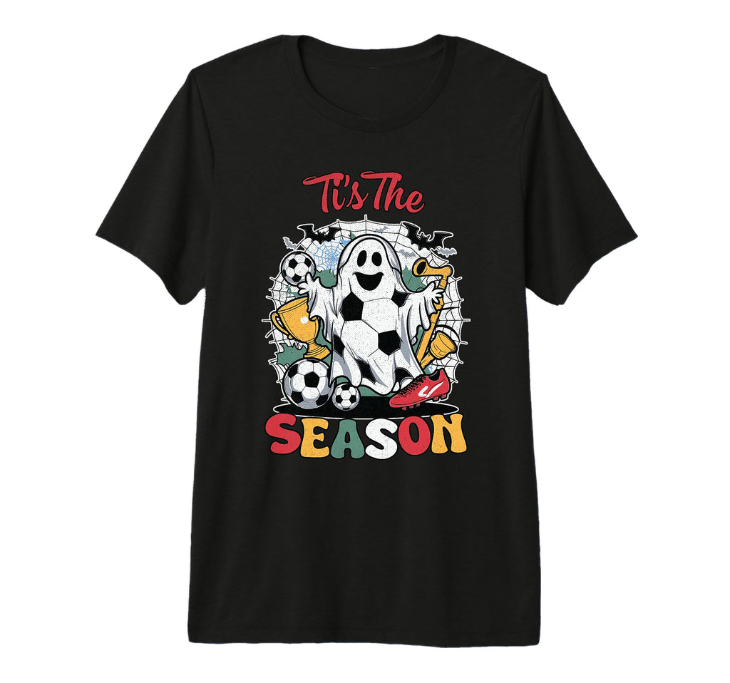 Tis Season Soccer Ghost Funny T-Shirt - Minimalist Print Men Women - T-Shirt, Sweatshirt, Hoodie