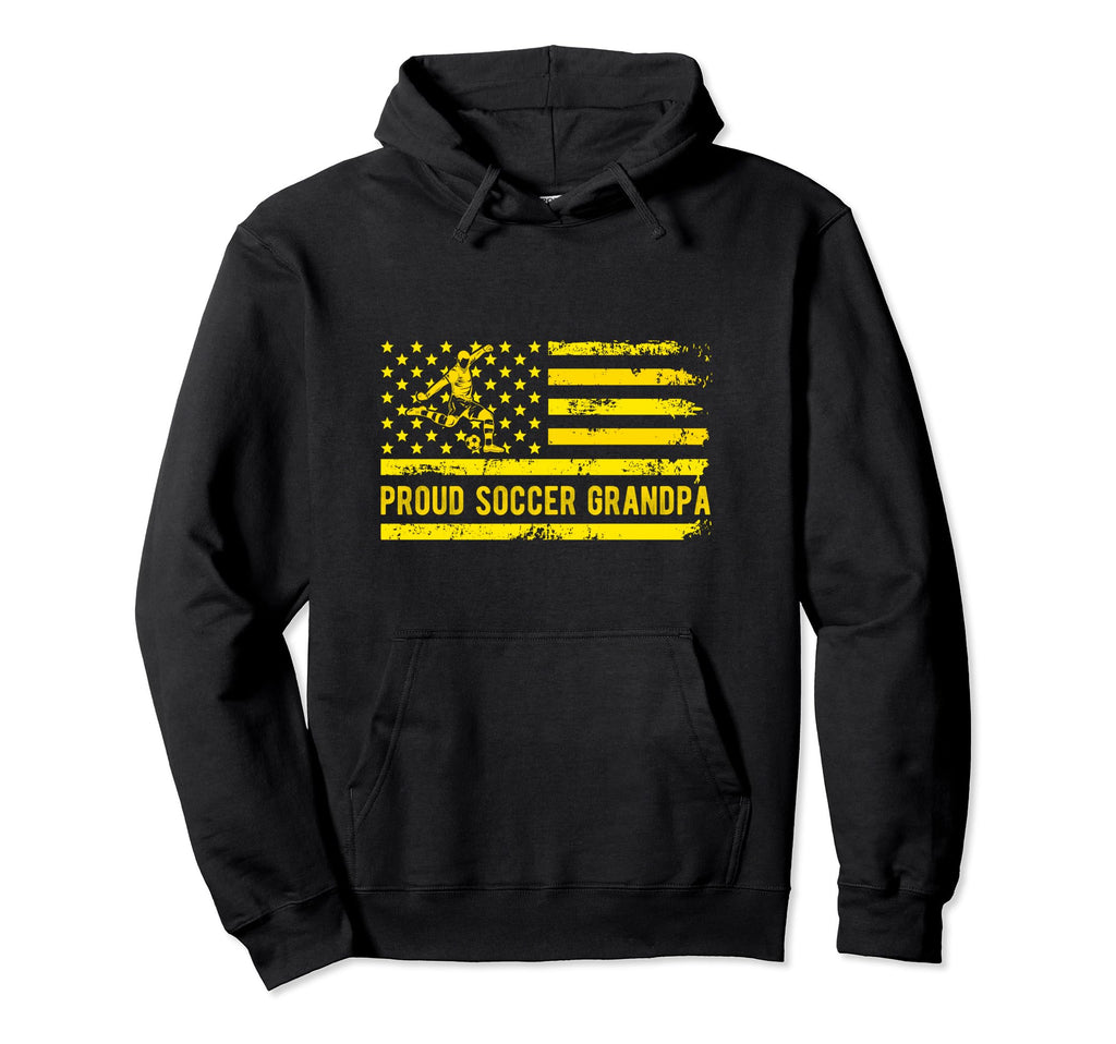 Proud Soccer Grandpa Usa Flag Hoodie - Casual Everyday Wear Men Women - T-Shirt, Sweatshirt, Hoodie