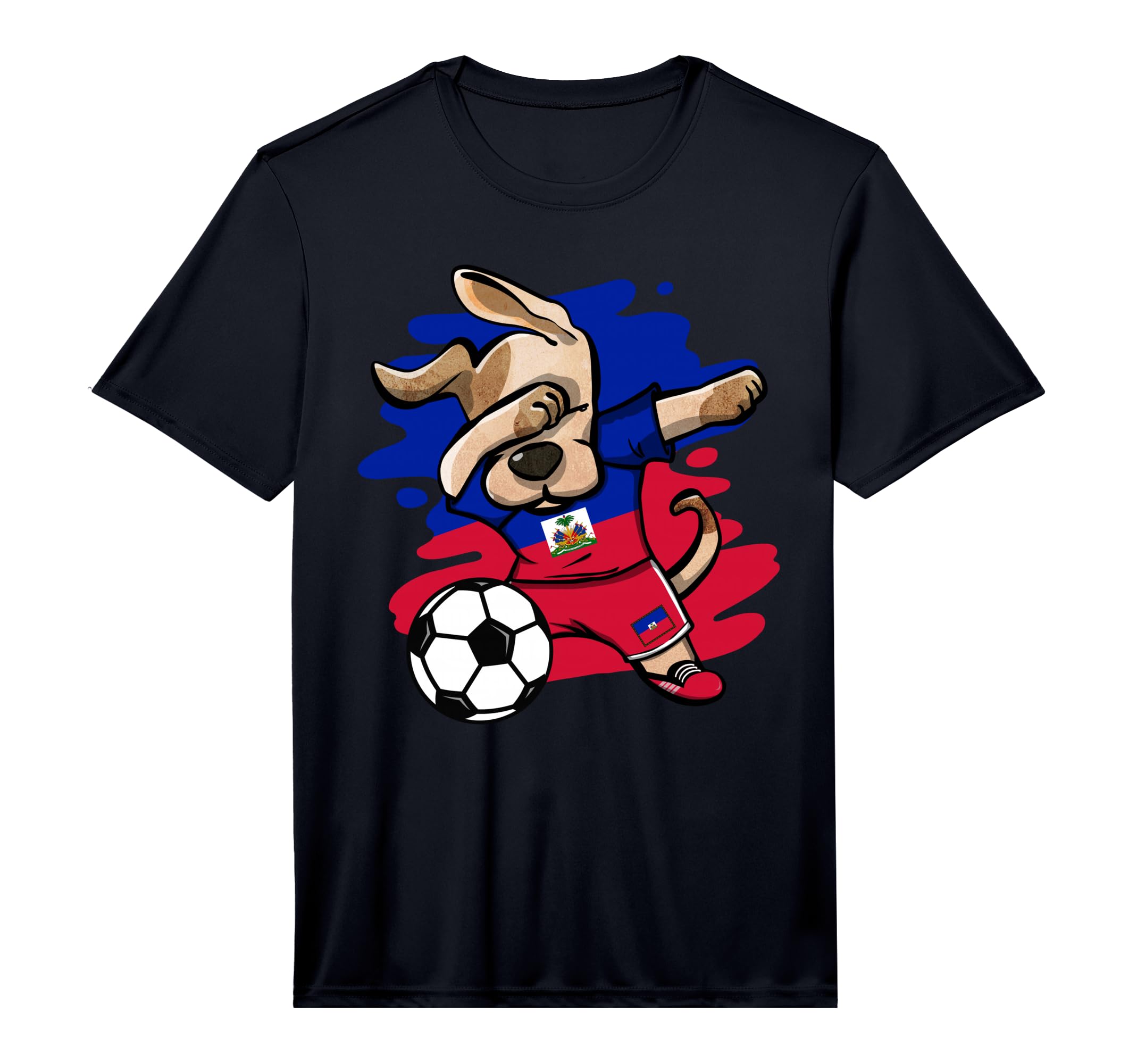 Dabbing Dog Haiti Soccer Fans Jersey T-Shirt - Minimalist Print for Adults - T-Shirt, Sweatshirt, Hoodie
