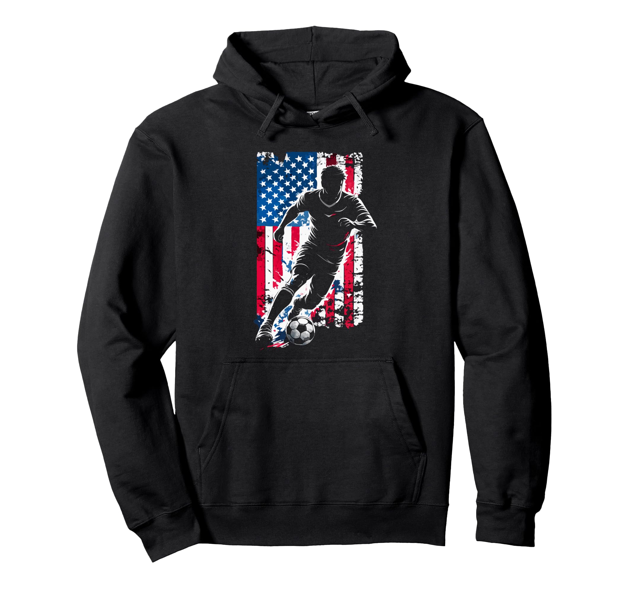 American Flag Soccer Player Patriotic Hoodie - Custom Art Print Men Women - T-Shirt, Sweatshirt, Hoodie