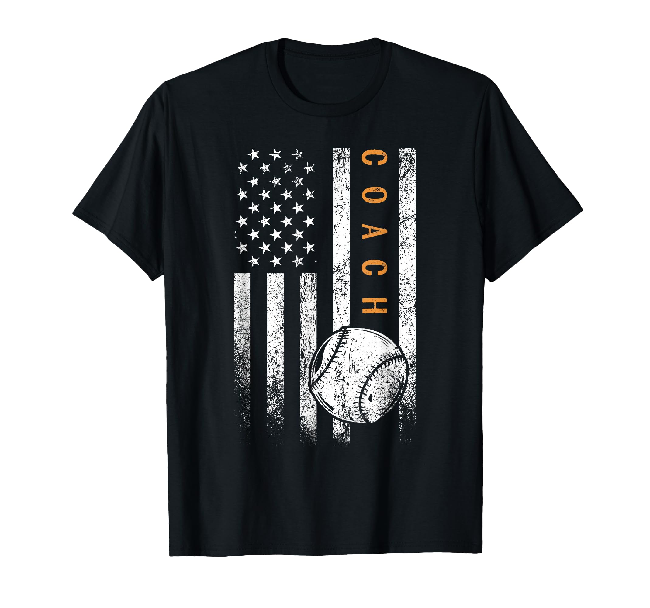 Baseball Coach American Flag Baseball T-Shirt - Graphic Print Unisex - T-Shirt, Sweatshirt, Hoodie