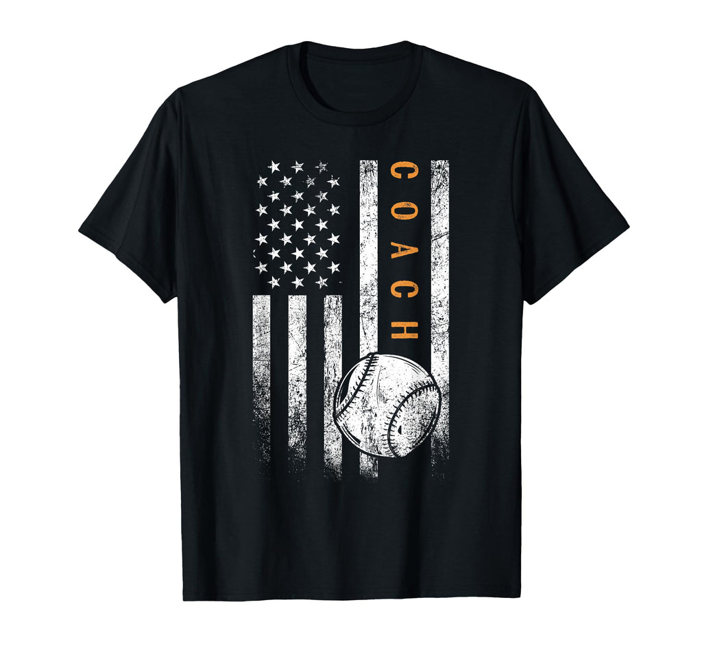 Baseball Coach American Flag Baseball T-Shirt - Trendy Graphic Men Women - T-Shirt, Sweatshirt, Hoodie