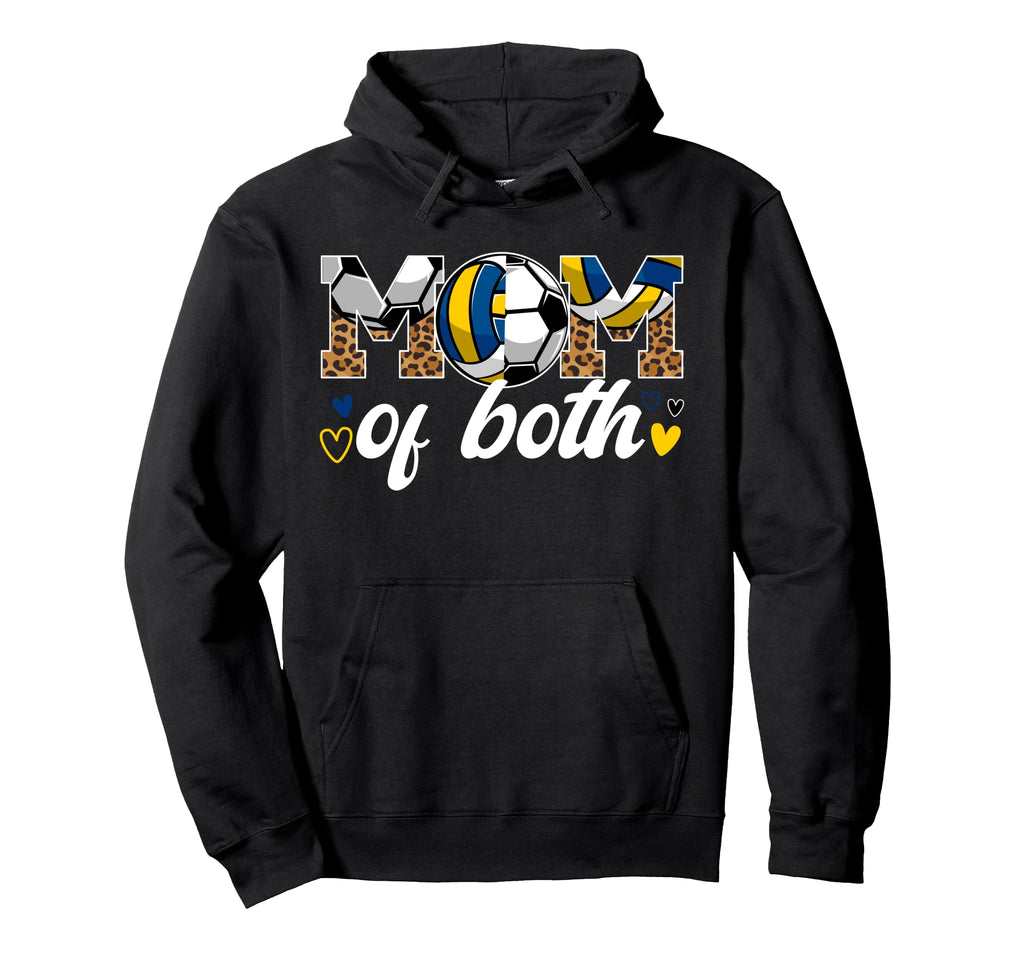 Mom Both Leopard Soccer Volleyball Mom Hoodie - Novelty Apparel Unisex - T-Shirt, Sweatshirt, Hoodie