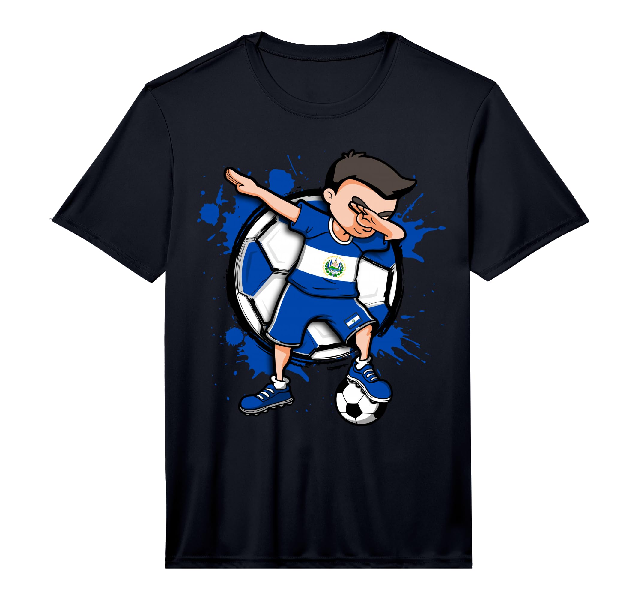 Dabbing El Salvador Football Team Flag T-Shirt - Unique Graphic for Adults - T-Shirt, Sweatshirt, Hoodie