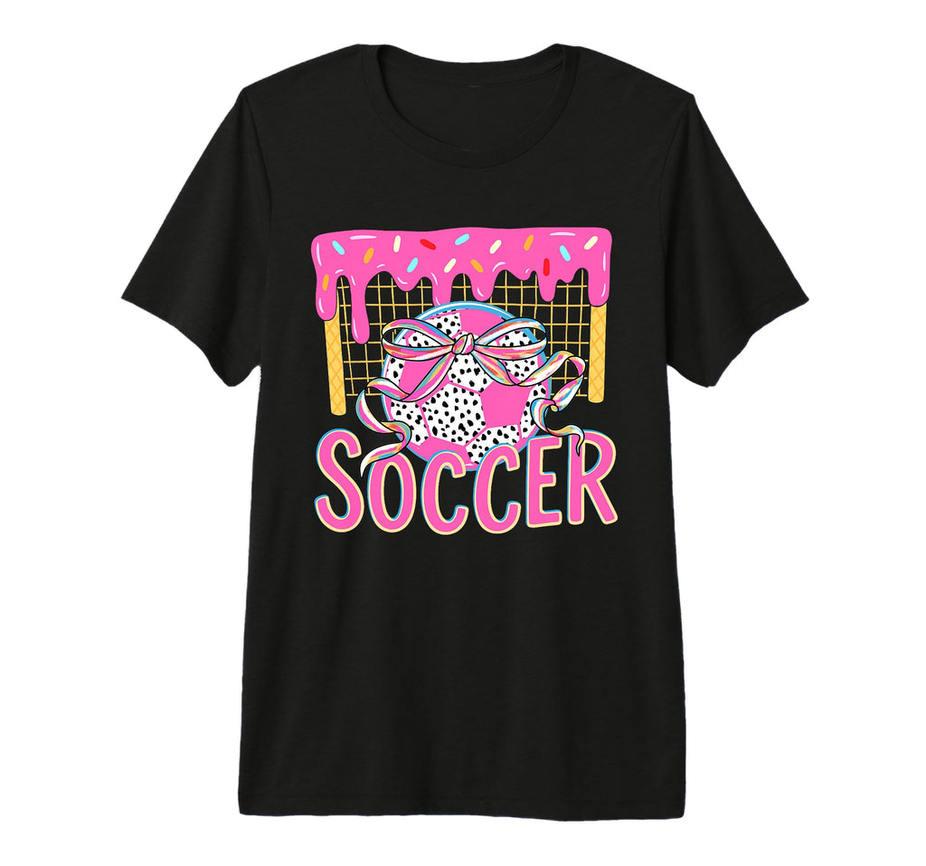 Girly Soccer Coquette Bow Ice Cream Drip T-Shirt - Streetwear Style Unisex - T-Shirt, Sweatshirt, Hoodie
