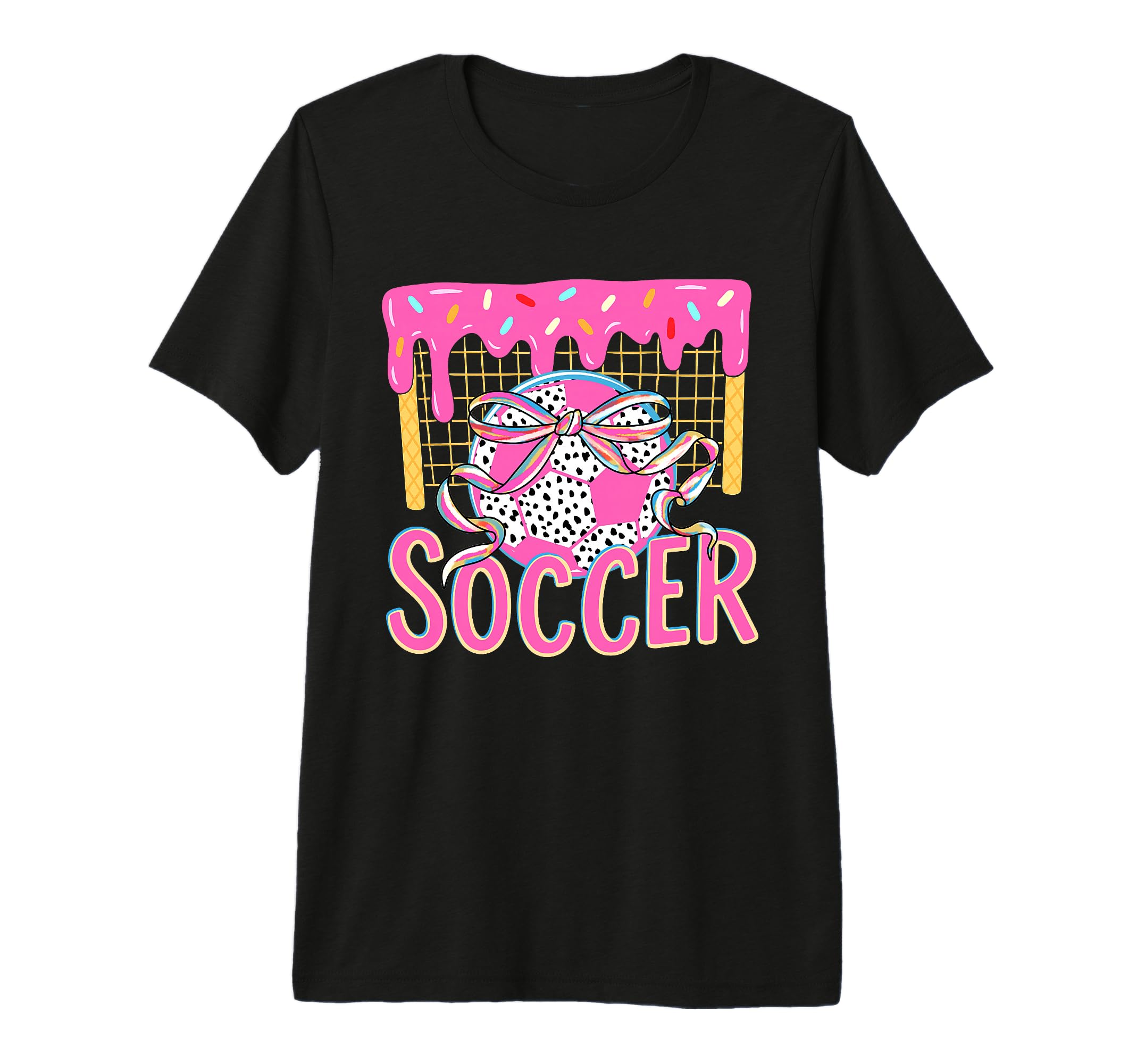 Girly Soccer Coquette Bow Ice Cream Drip T-Shirt - Streetwear Style Unisex - T-Shirt, Sweatshirt, Hoodie