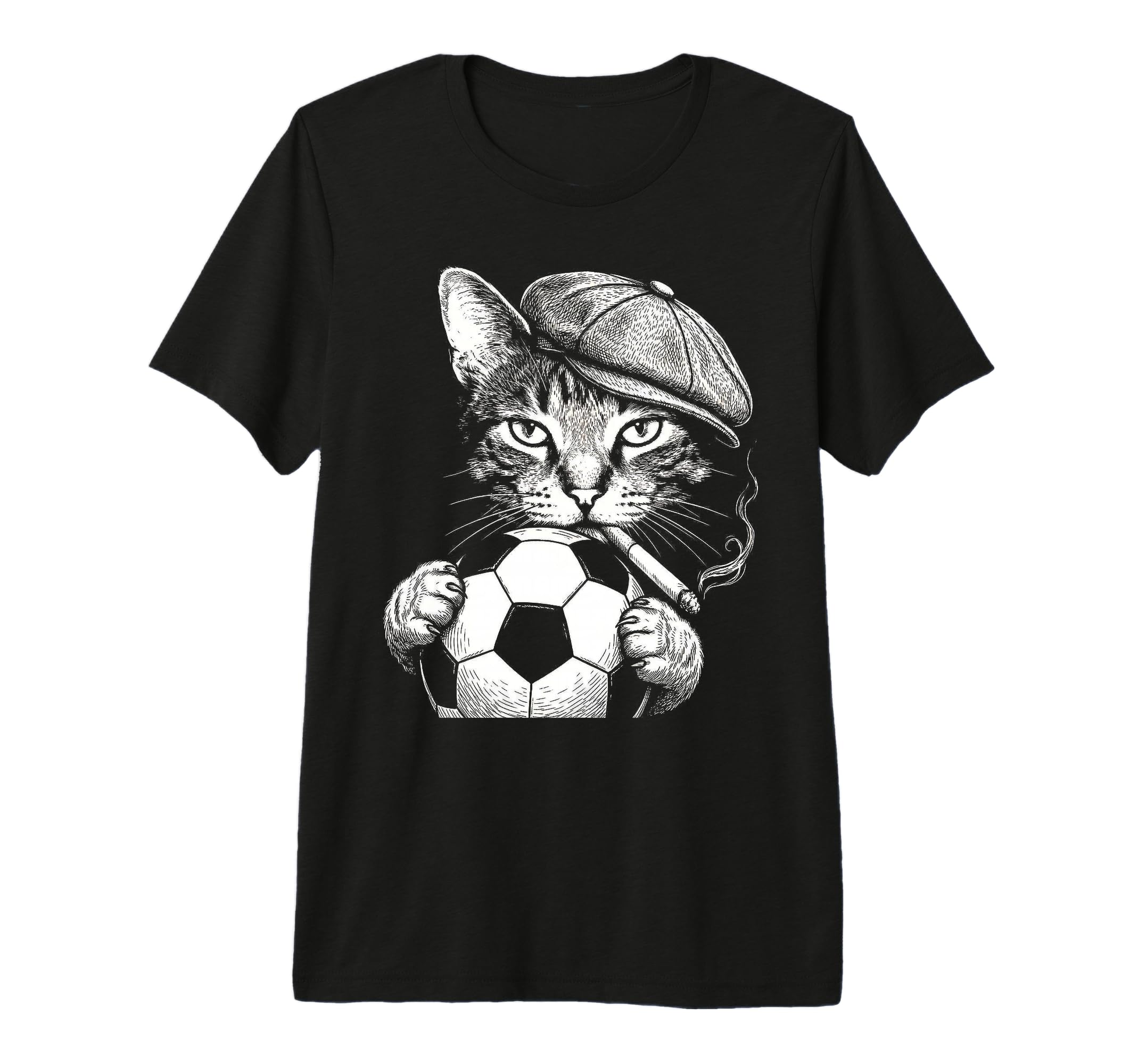Flat Cap Smoking Feline Kitten Team Fans T-Shirt - Graphic Print Men Women - T-Shirt, Sweatshirt, Hoodie