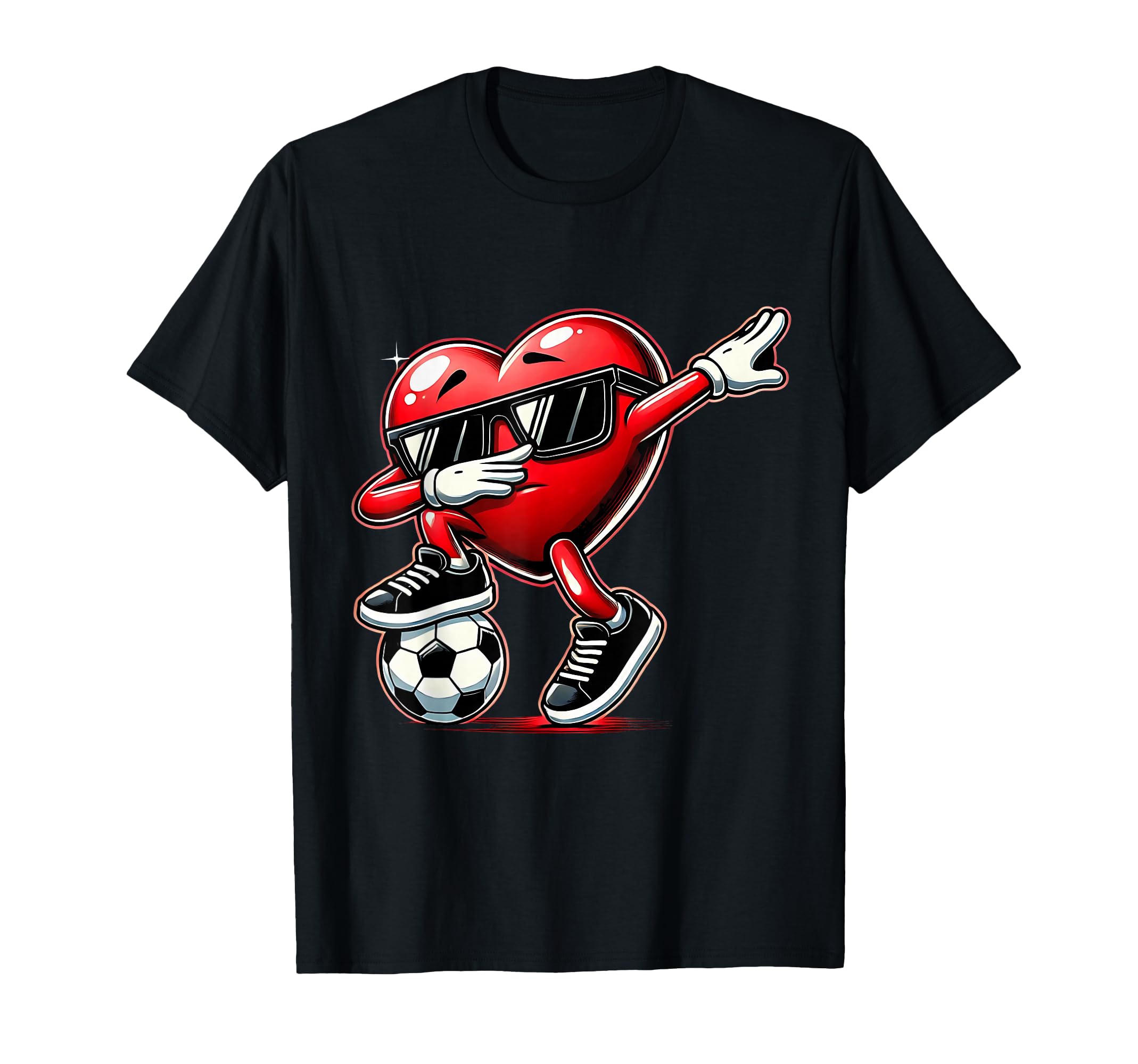 Dabbing Heart Dab Valentines Soccer T-Shirt - Minimalist Print Men Women - T-Shirt, Sweatshirt, Hoodie