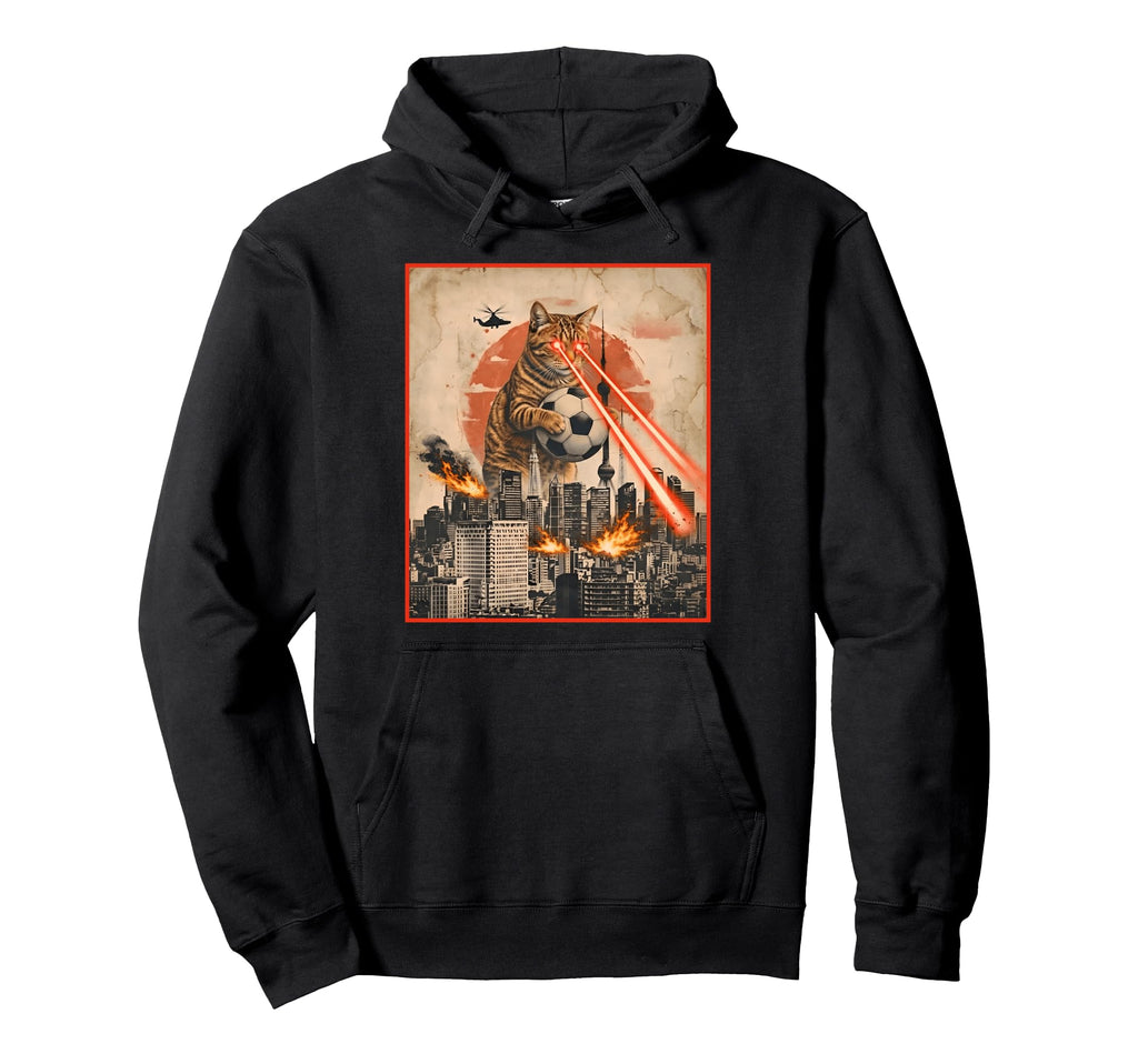 Funny Cat Soccer Kaiju Hoodie - Fun Novelty Design Unisex - T-Shirt, Sweatshirt, Hoodie
