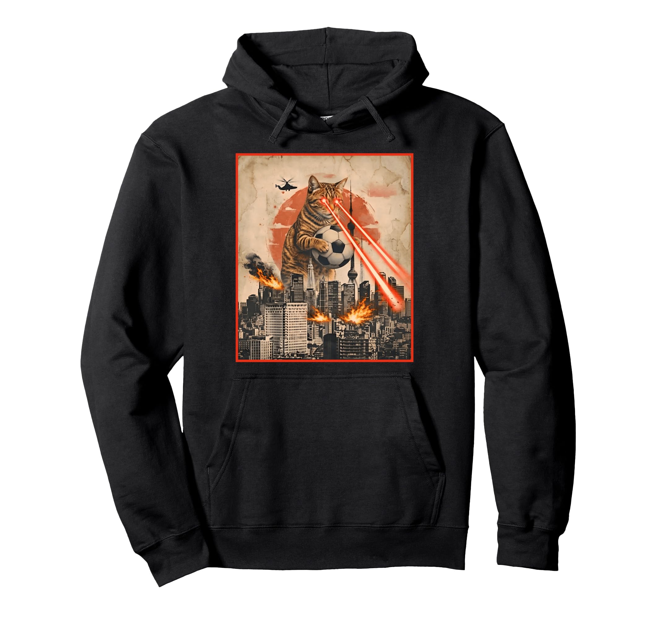 Funny Cat Soccer Kaiju Hoodie - Fun Novelty Design Unisex - T-Shirt, Sweatshirt, Hoodie