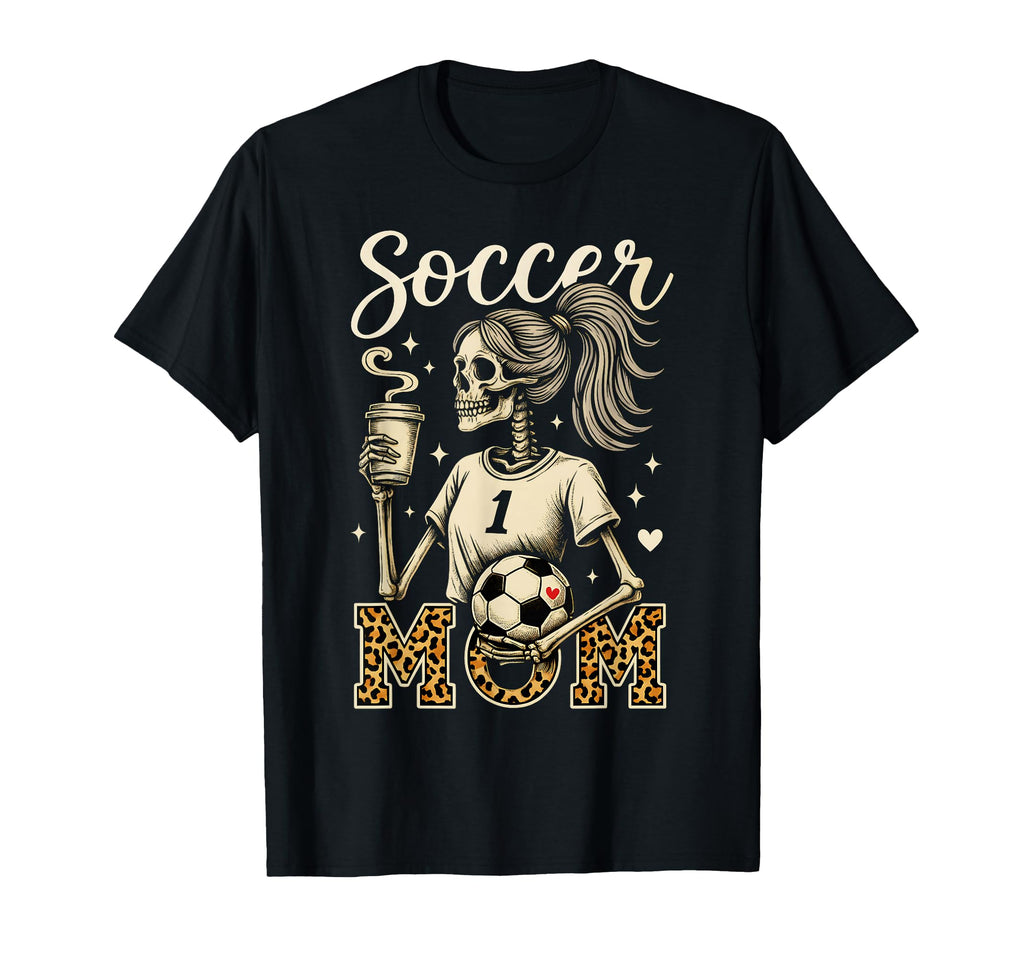 Soccer Mom Skeleton Coffee Leopard T-Shirt - Graphic Print for Adults - T-Shirt, Sweatshirt, Hoodie
