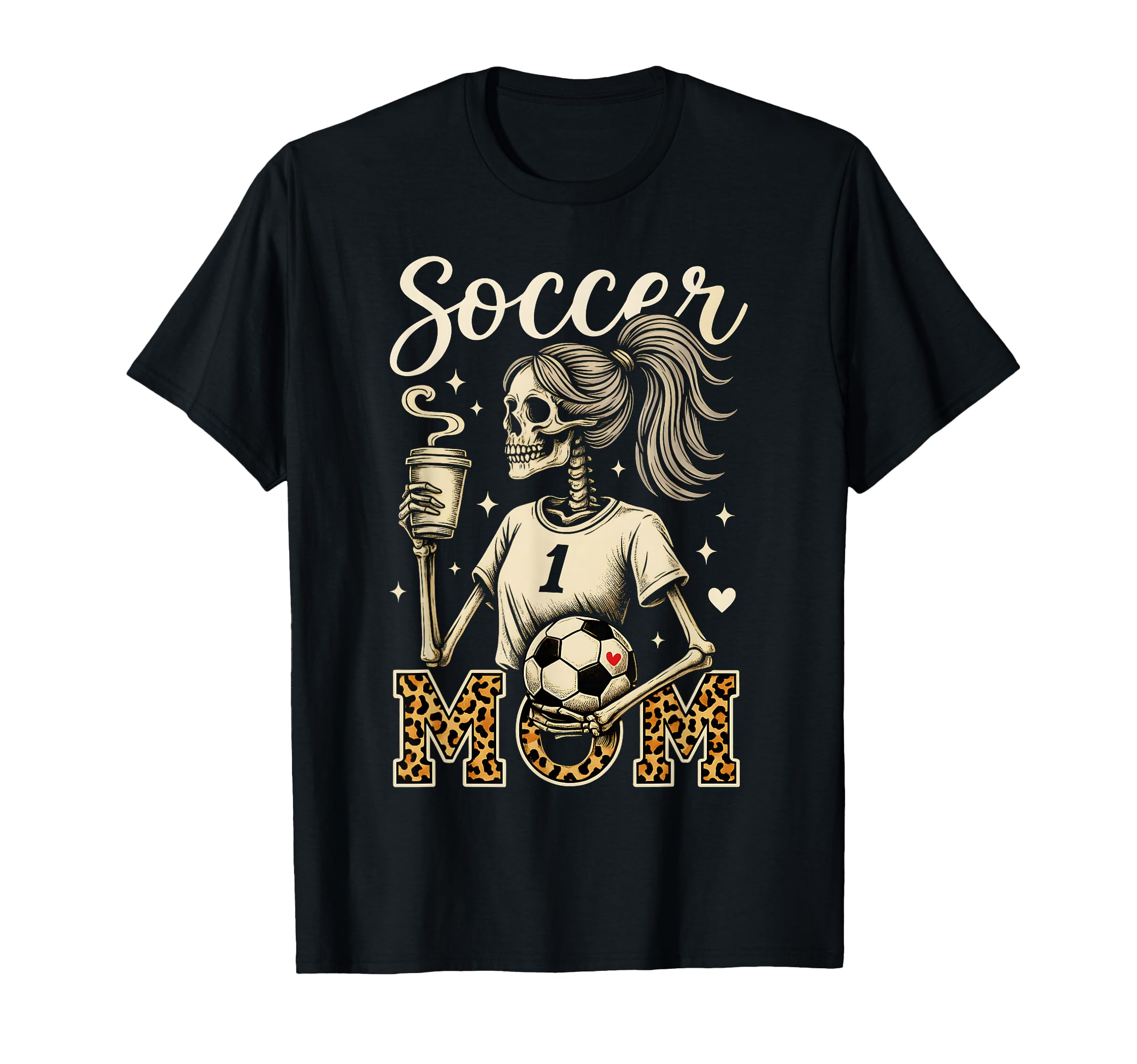 Soccer Mom Skeleton Coffee Leopard T-Shirt - Graphic Print for Adults - T-Shirt, Sweatshirt, Hoodie