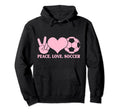 Soccer Soccer Player Peace Love Hoodie - Aesthetic Graphic for Adults - T-Shirt, Sweatshirt, Hoodie