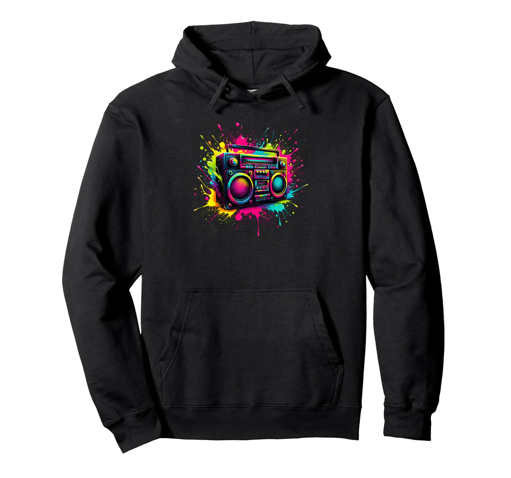 Splash Art Boombox Old School 80S Music Hoodie - Unique Graphic for Adults - T-Shirt, Sweatshirt, Hoodie