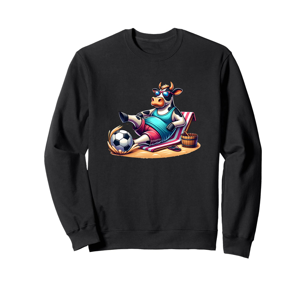 Chill Cow Beach Soccer Ball Sweatshirt - Aesthetic Graphic for Adults - T-Shirt, Sweatshirt, Hoodie