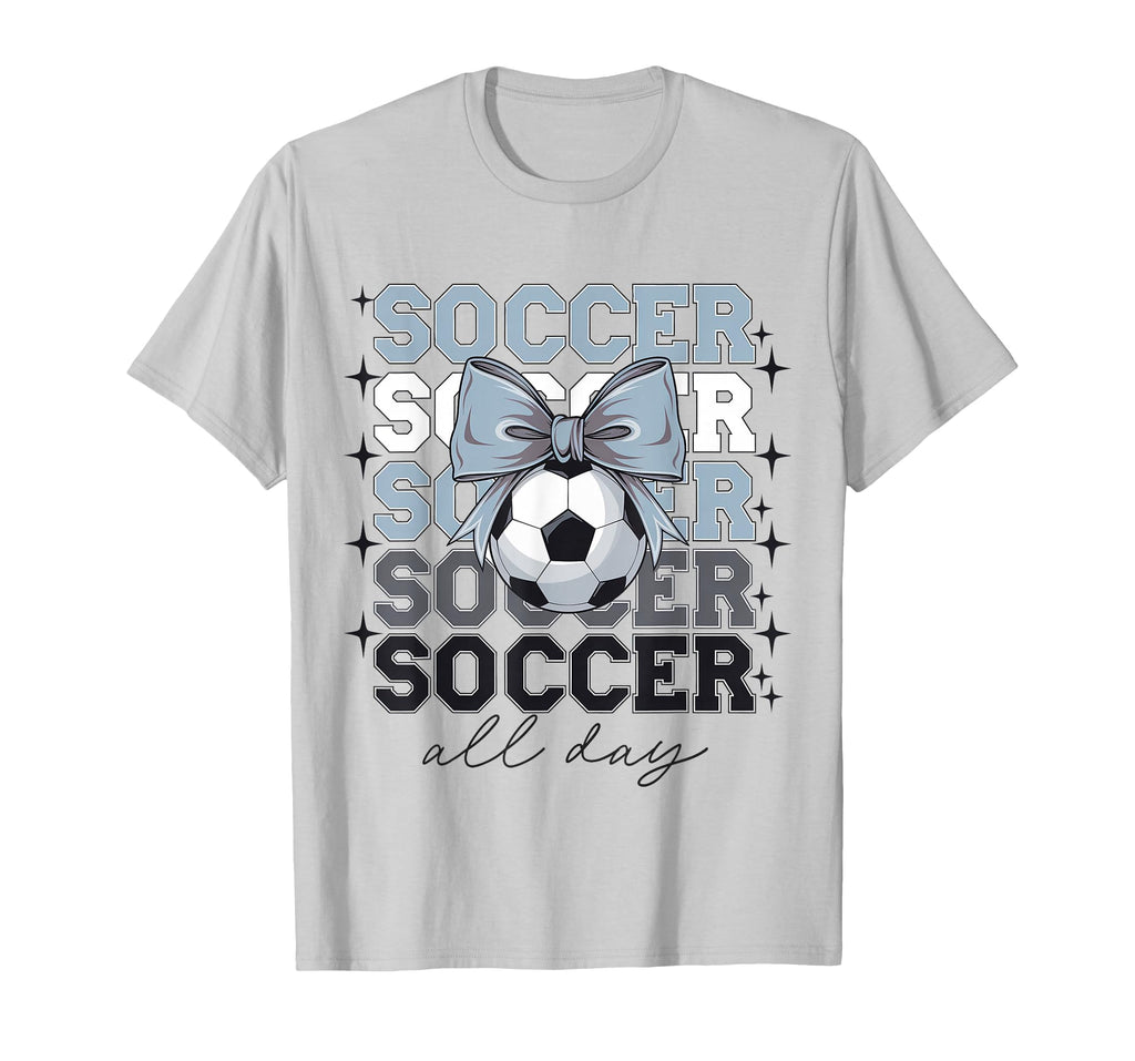 Groovy Soccer Coquette Bow Soccer All T-Shirt - Trendy Graphic for Adults - T-Shirt, Sweatshirt, Hoodie