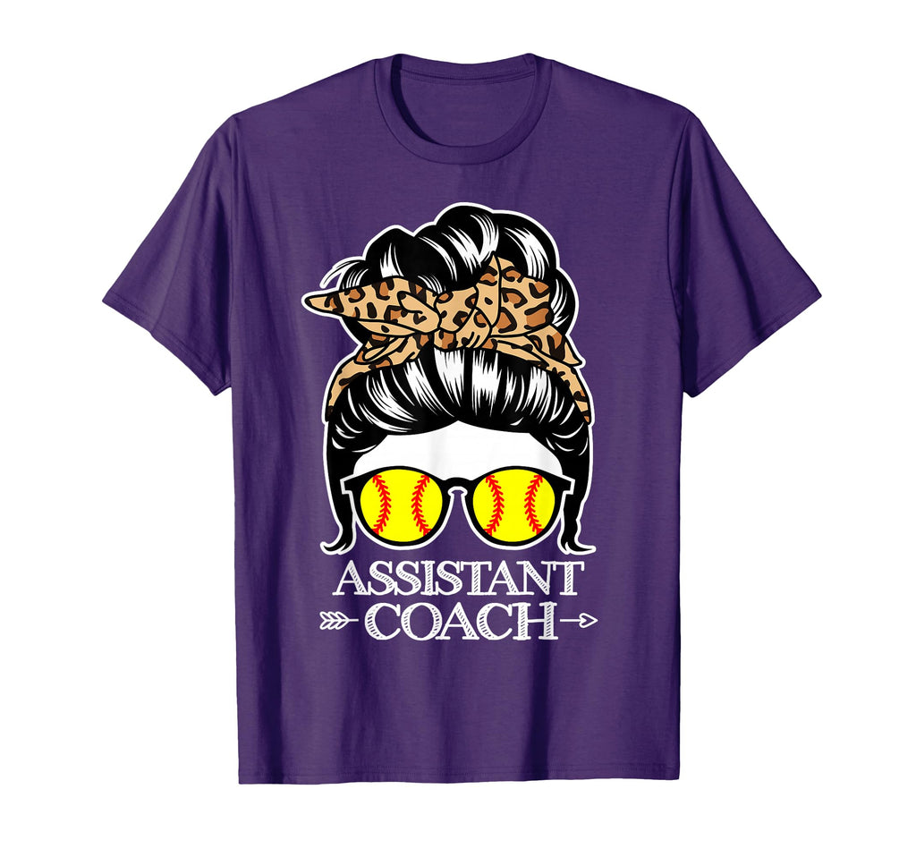 Softball Assistant Coach Messy Bun Hair T-Shirt - Unique Graphic Men Women - T-Shirt, Sweatshirt, Hoodie