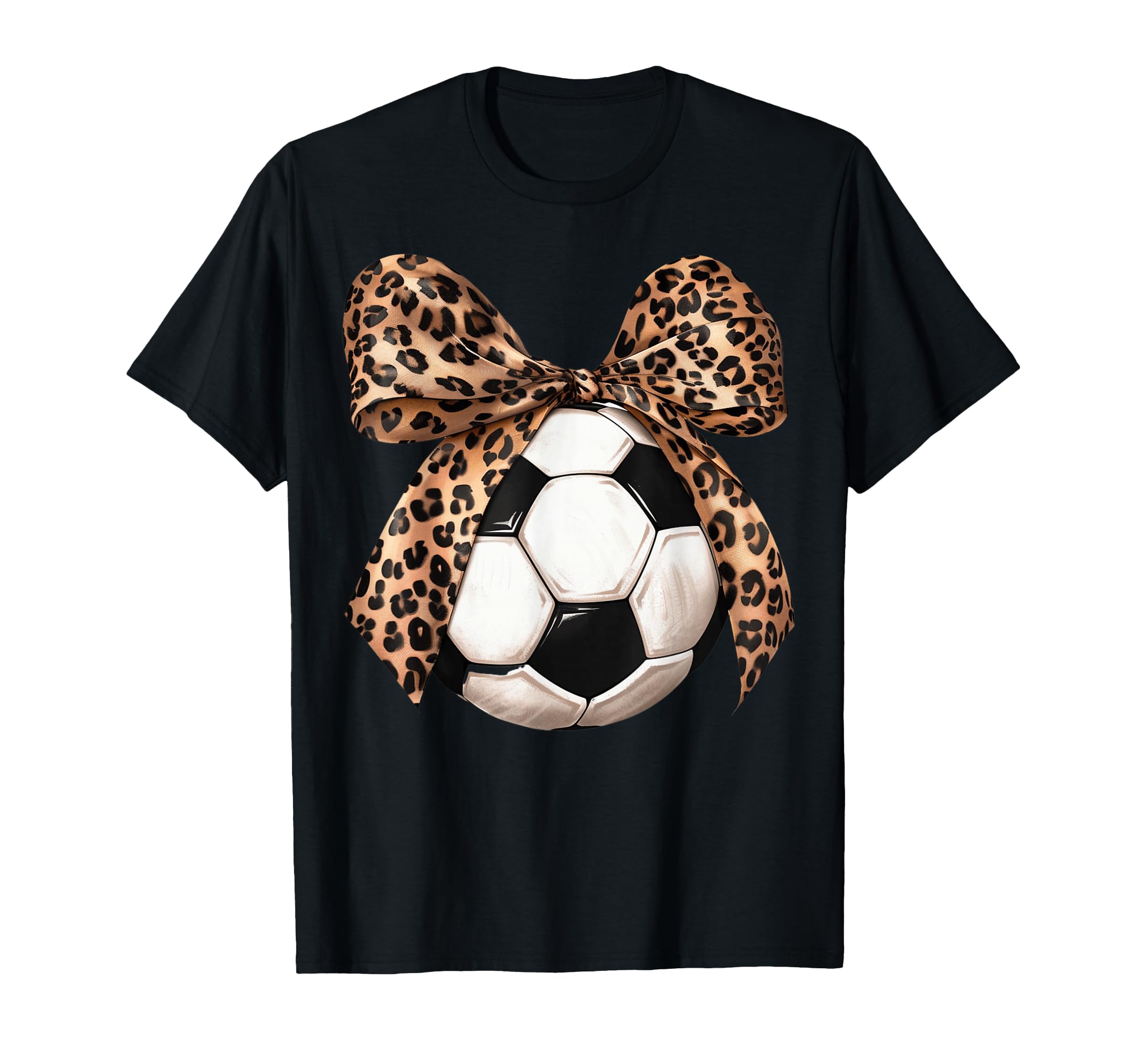 Soccer Coquette Bow Leopard Cheetah T-Shirt - Minimalist Print for Adults - T-Shirt, Sweatshirt, Hoodie