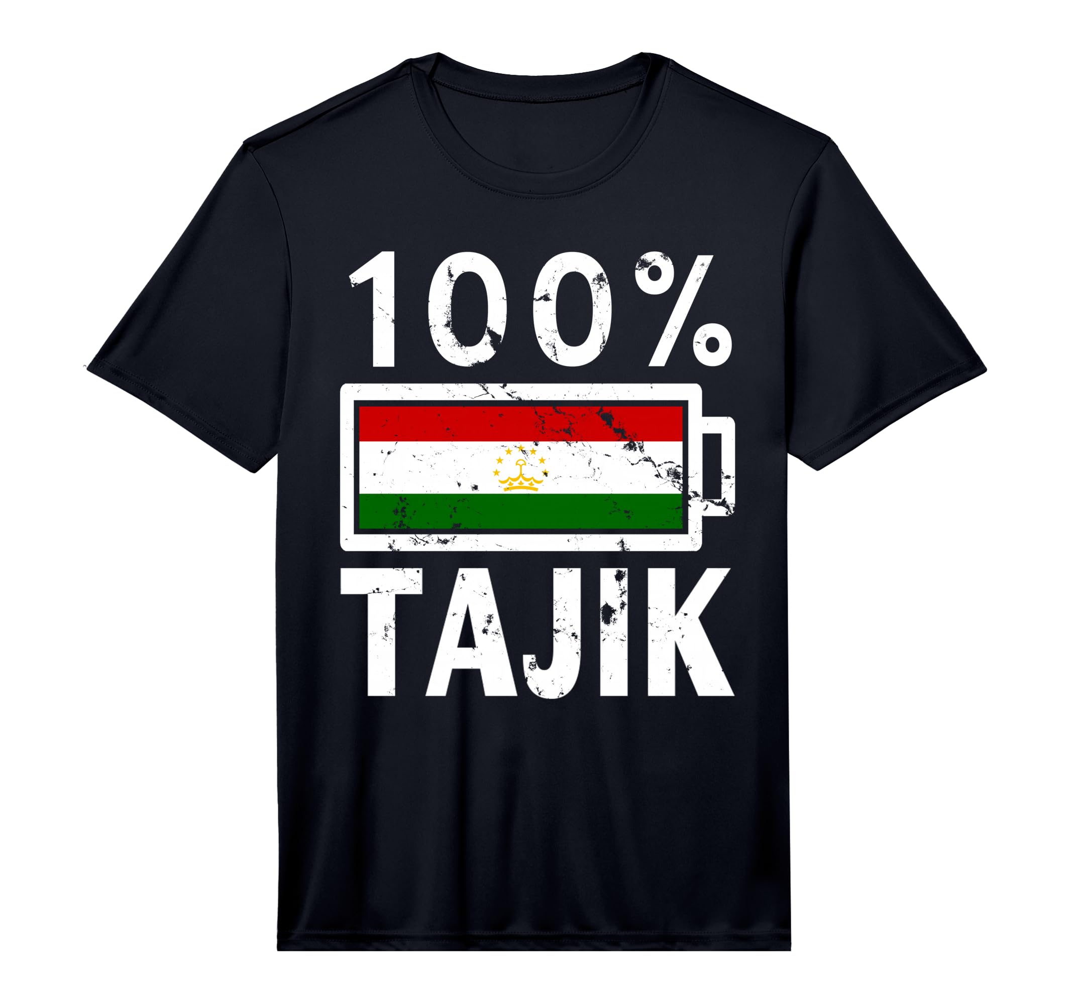 Tajikistan Flag 100 Tajik Battery T-Shirt - Unique Graphic for Adults - T-Shirt, Sweatshirt, Hoodie