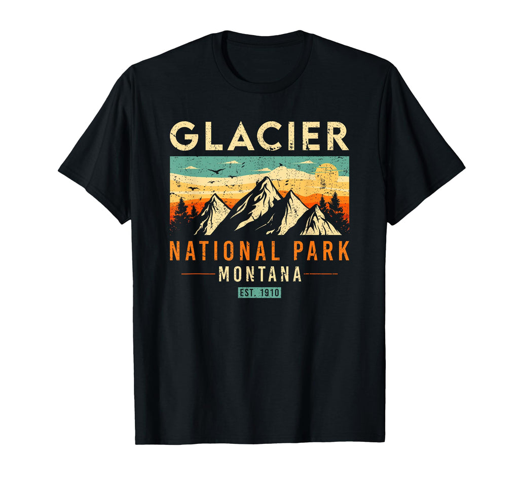 Glacier Est 1910 Montana National T-Shirt - Fun Novelty Design for Adults - T-Shirt, Sweatshirt, Hoodie
