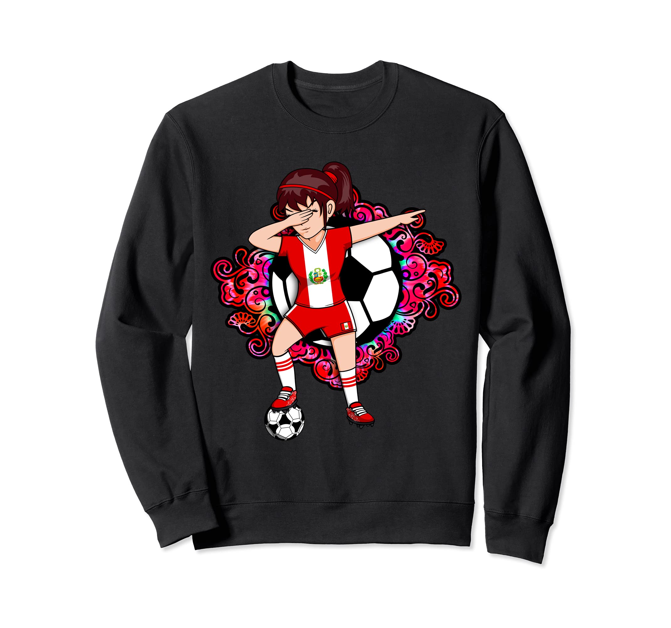 Dabbing Soccer Peru Fans Jersey Sweatshirt - Graphic Print Men Women - T-Shirt, Sweatshirt, Hoodie
