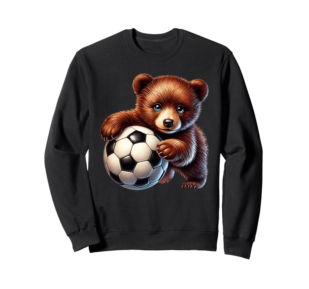 Young Bear Cub Soccer Ball Player Sweatshirt - Trendy Graphic Men Women - T-Shirt, Sweatshirt, Hoodie