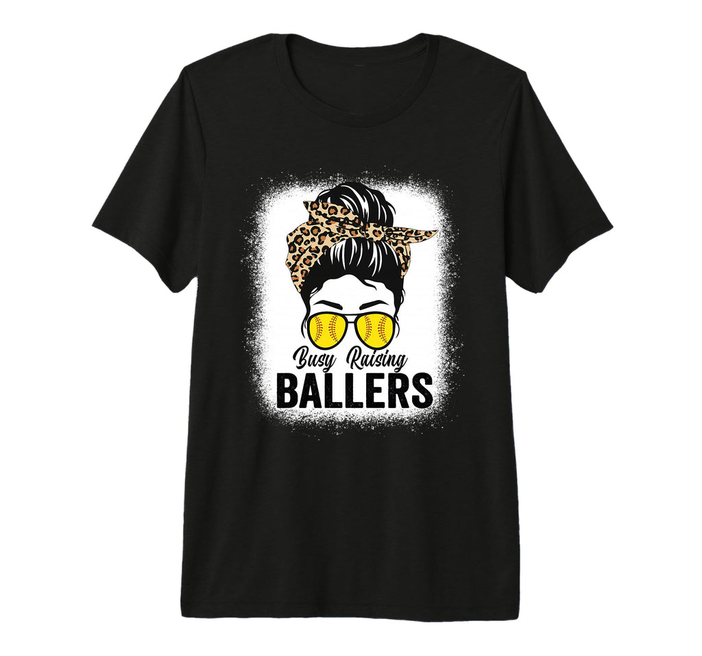 Busy Raising Ballers Softball Messy T-Shirt - Minimalist Print for Adults - T-Shirt, Sweatshirt, Hoodie