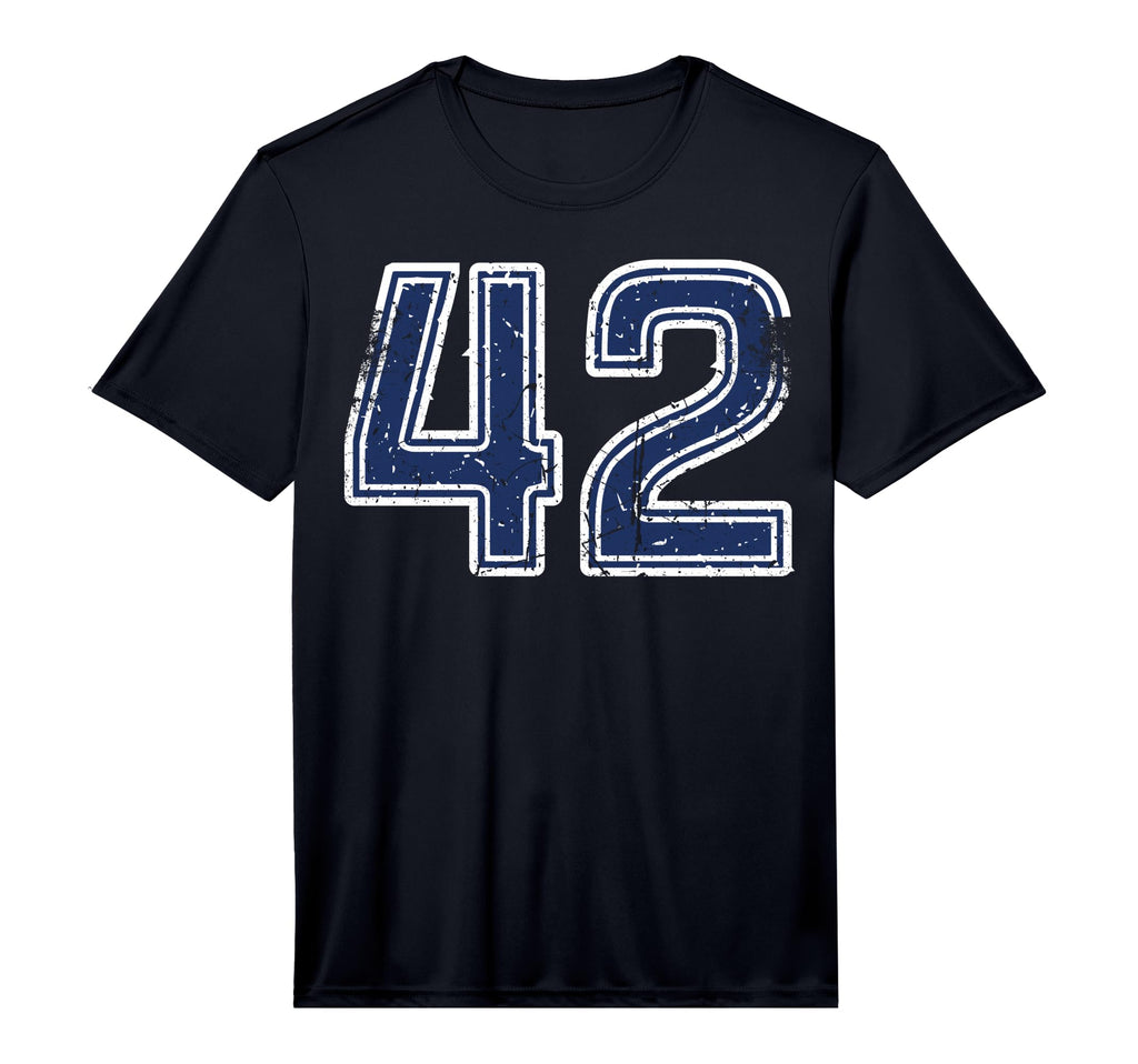 Distressed Number 42 Sport Blue Varsity T-Shirt - Graphic Print for Adults - T-Shirt, Sweatshirt, Hoodie