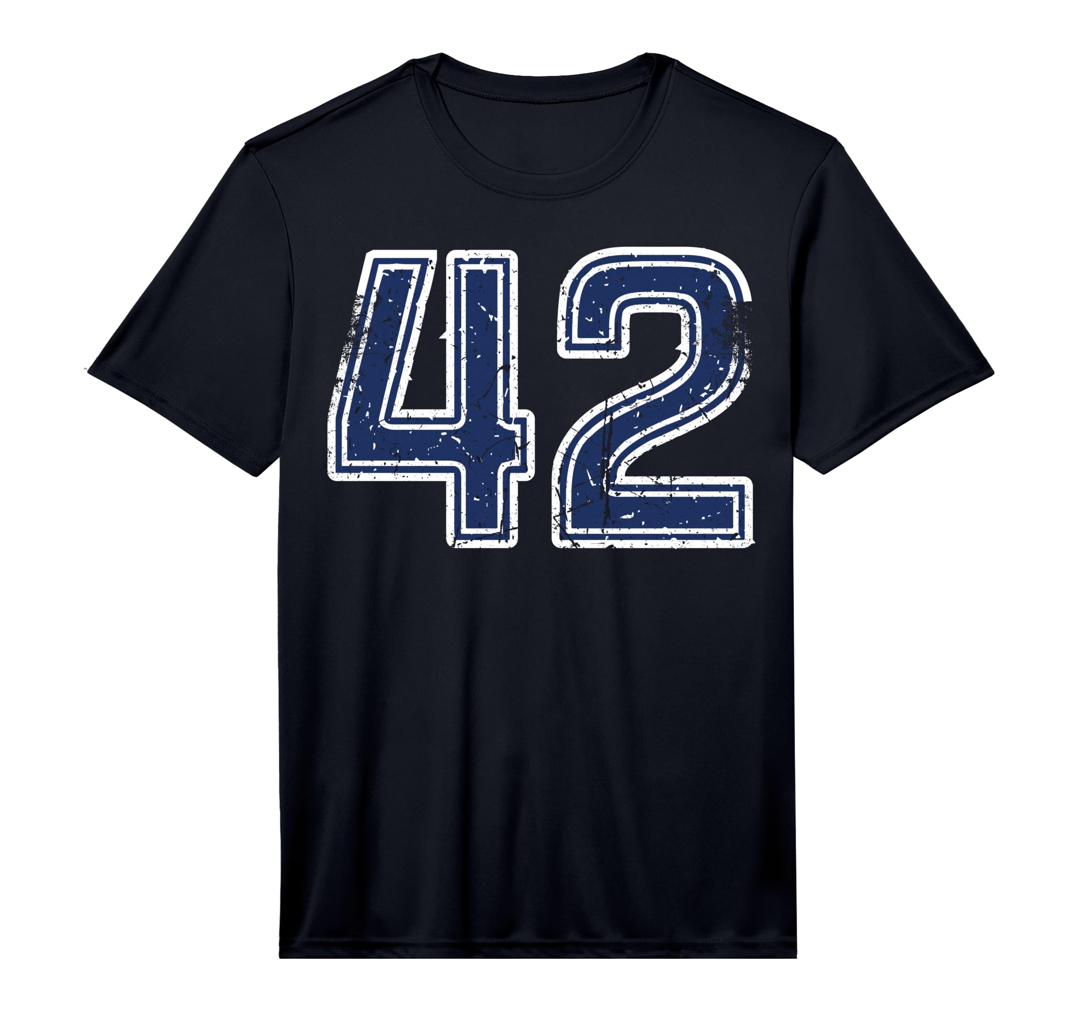 Distressed Number 42 Sport Blue Varsity T-Shirt - Graphic Print for Adults - T-Shirt, Sweatshirt, Hoodie