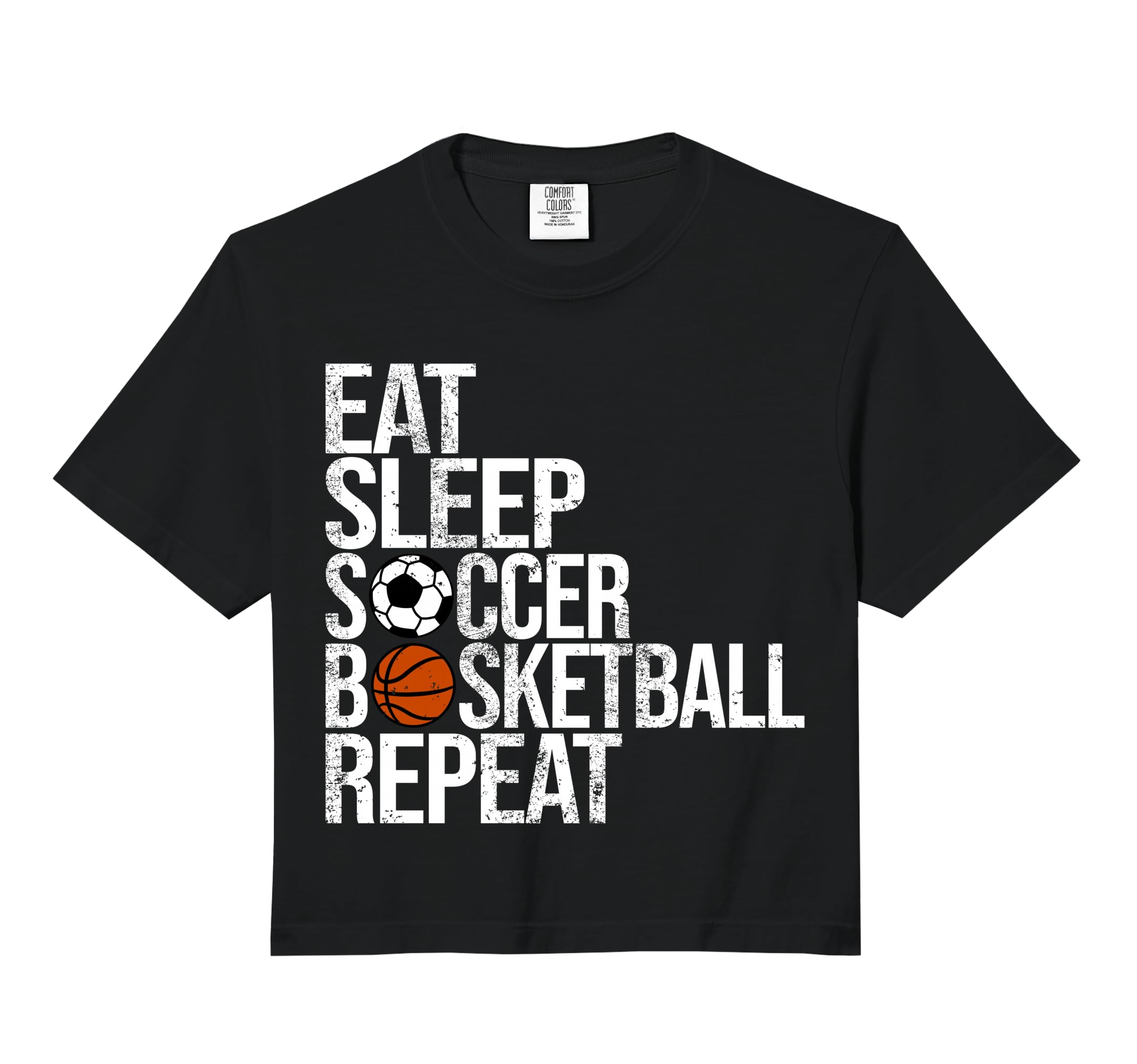 Eat Sleep Soccer Basketball Repeat T-Shirt - Minimalist Print Men Women - T-Shirt, Sweatshirt, Hoodie