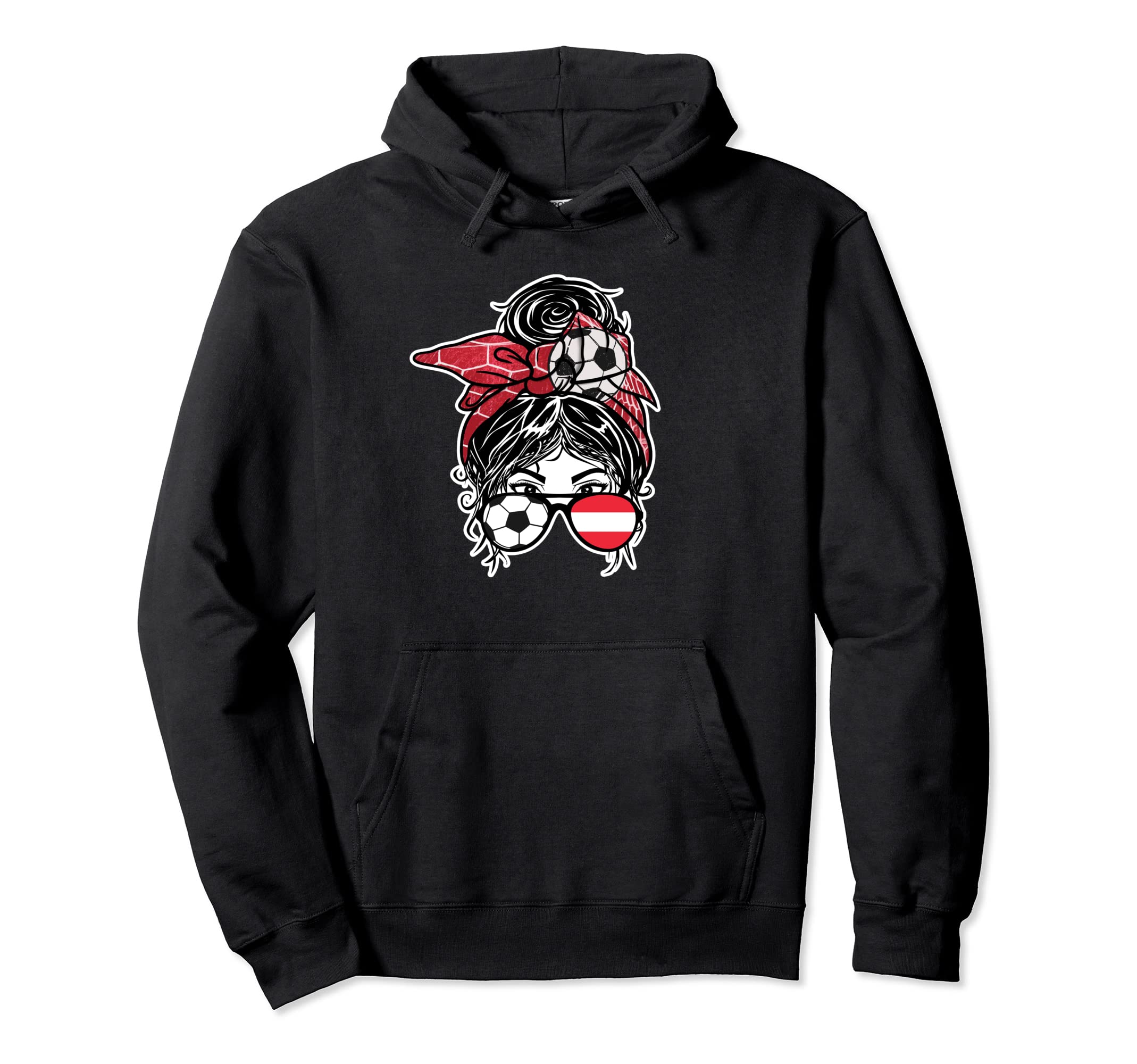 Messy Bun Hair Austrian Soccer Hoodie - Custom Art Print for Adults - T-Shirt, Sweatshirt, Hoodie