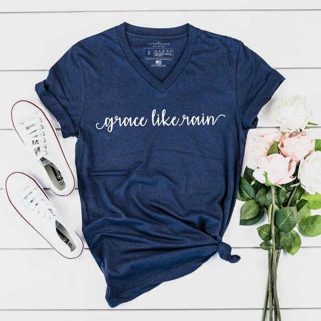 Grace Like Rain V-Neck - Adult & Kids T-Shirts, Sweatshirts & Hoodies apparel design preview 1