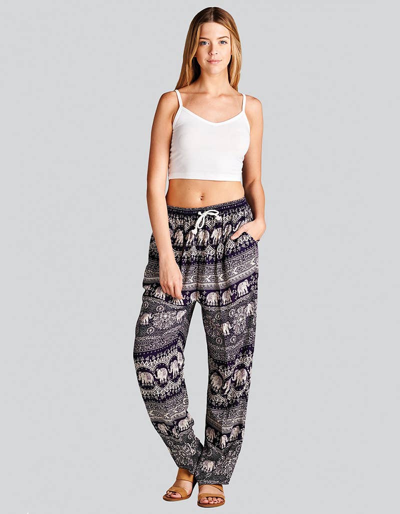 Elephant Print Harem Pant (TH-1023) - Adult & Kids T-Shirts, Sweatshirts & Hoodies apparel design preview 1