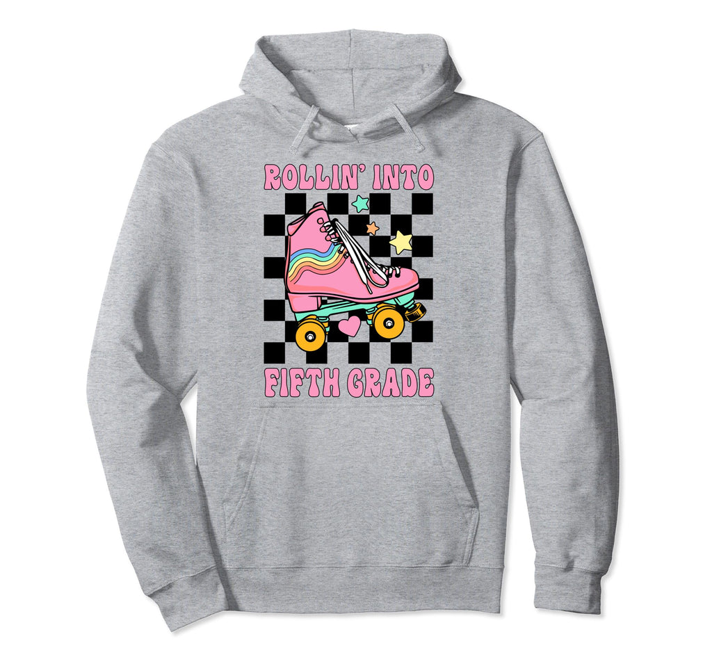 Rolling Into Fifth Grade Roller Skates Back Hoodie - Trendy Graphic Unisex - T-Shirt, Sweatshirt, Hoodie