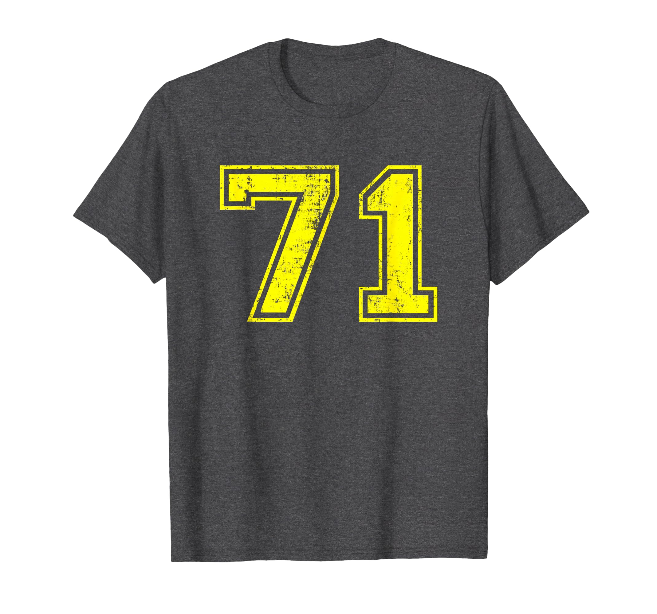 Number 71 Varsity Distressed Sport Team T-Shirt - Graphic Print Men Women - T-Shirt, Sweatshirt, Hoodie