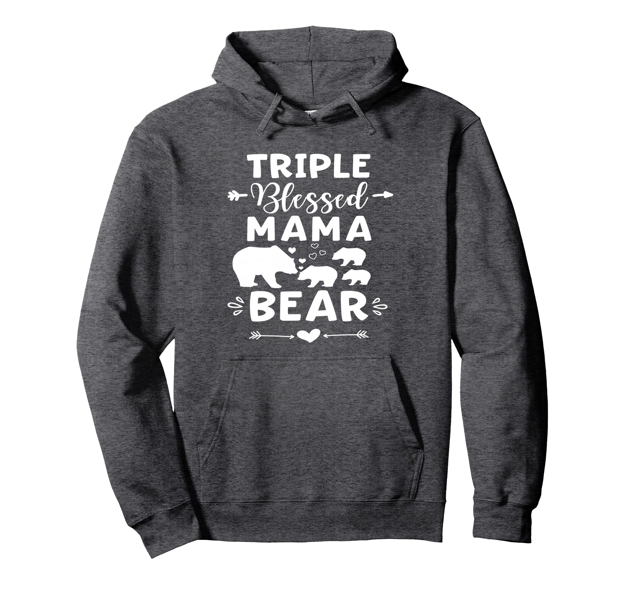 Triple Blessed Mama Bear Heart Arrow Hoodie - Novelty Apparel for Adults - T-Shirt, Sweatshirt, Hoodie