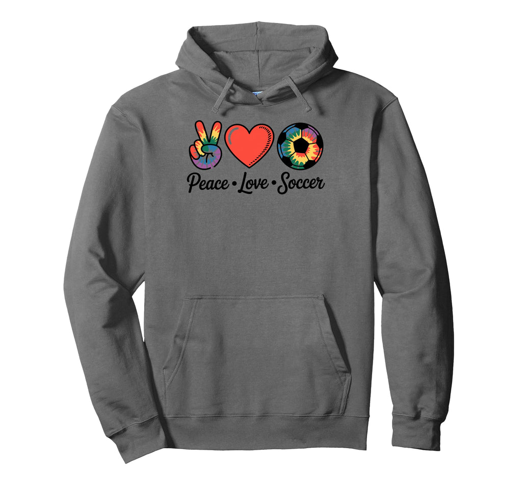 Peace Love Soccer Football Soccer Player Hoodie - Graphic Print for Adults - T-Shirt, Sweatshirt, Hoodie